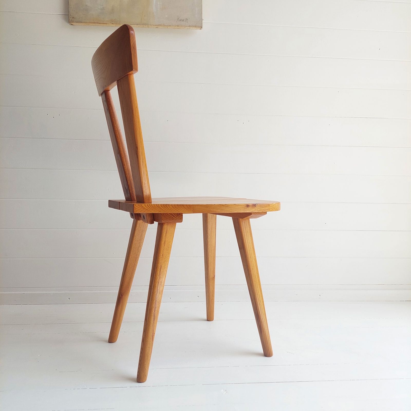 photo vintage Mid Century Zydel Pine Dining Chair Vintage Accent Chair By ład  Poland 40s