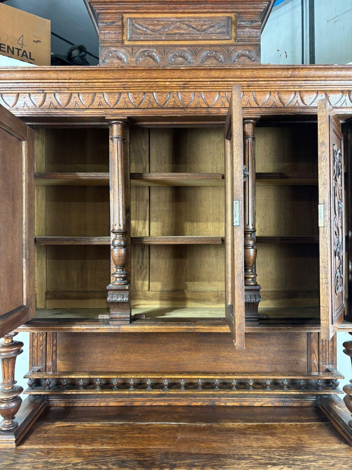 19th Century French Renaissance Style Carved Oak Buffet Sideboard photo for sale