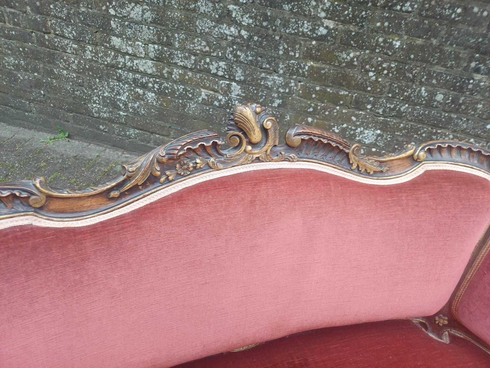 photo buy Victorian Rococo Love Seat Mahogany Settee Salon Sofa With Matching Chair French Style Gold Gilt Upholstery Free Hand Delivery