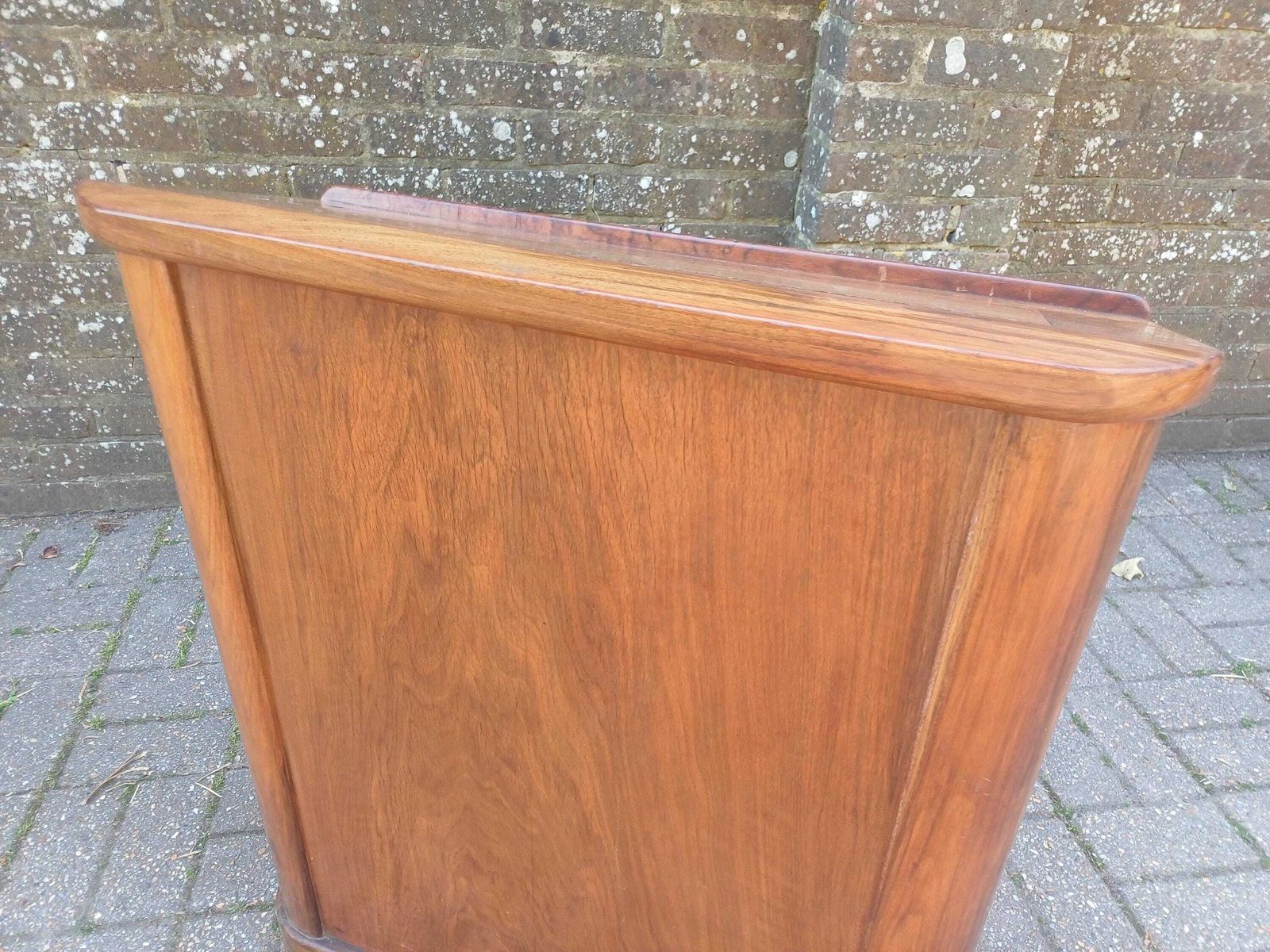 photo vinterior Art Deco Walnut Lectern Podium Quirky Menu Stand Host Station Shop Display Restaurant Reception Vintage Tv Theatre Prop Free Hand Delivery