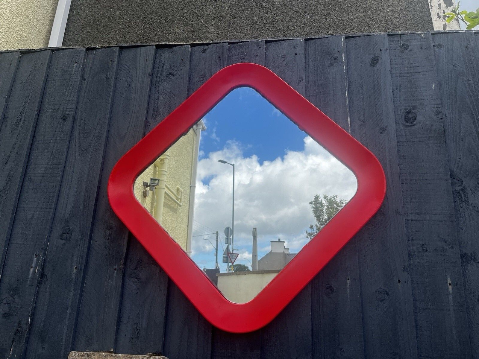 Mid Century 60's Space Age Red Pop Art Wall Mirror Habitat Conran Italian Style photo vinterior