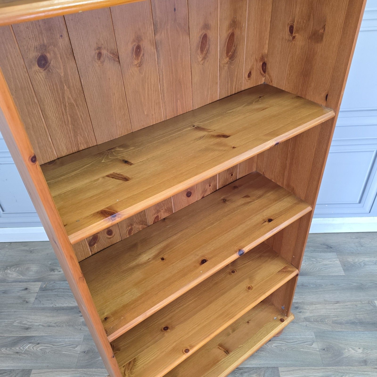 Vintage Pine Bookcase Tall Shelving Unit Country Style Shelves Retro Wooden photo 170.0