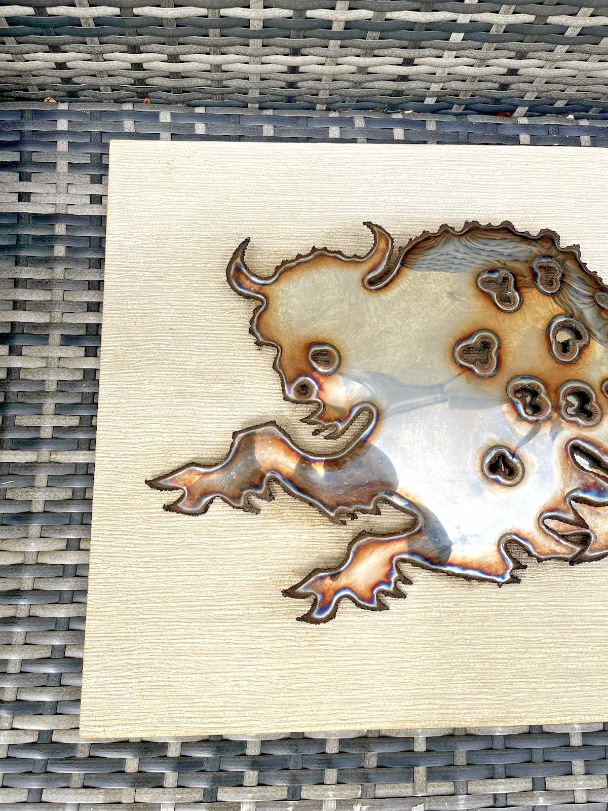 Mid Century Modern 60's Stylised Bull Brutalist Metal Wall Panel Art Picture Mcm photo vintage