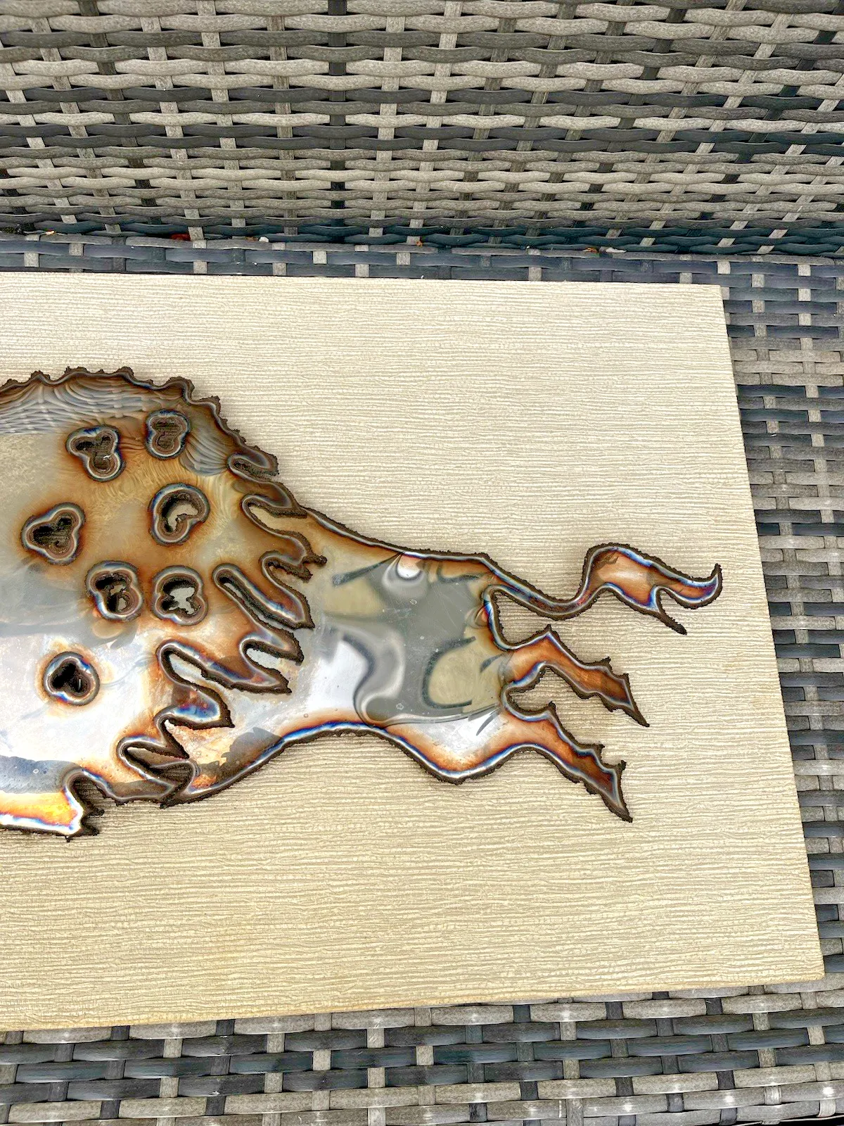 photo furniture Mid Century Modern 60's Stylised Bull Brutalist Metal Wall Panel Art Picture Mcm