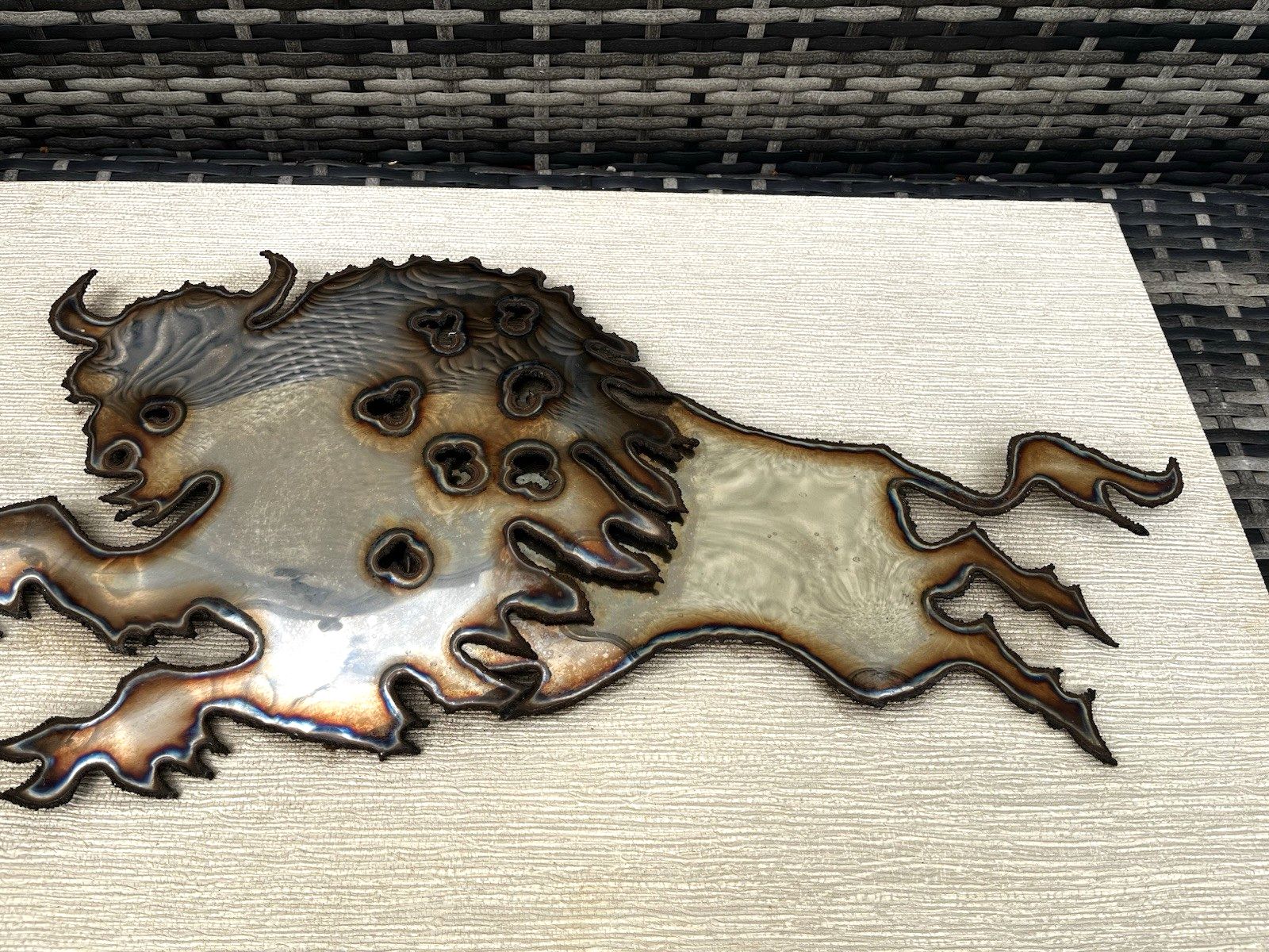 Art Mid Century Modern 60's Stylised Bull Brutalist Metal Wall Panel Art Picture Mcm photo