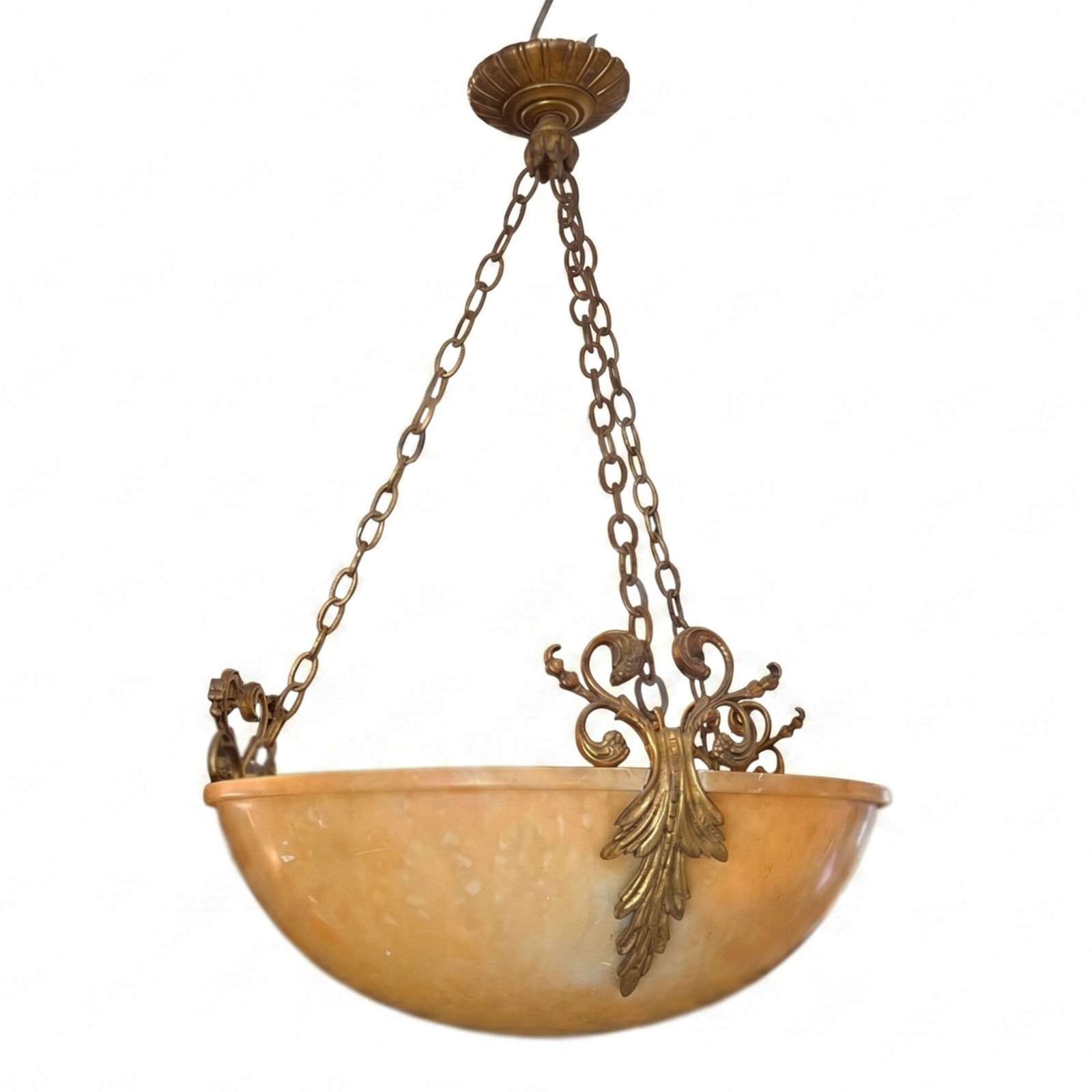 Alabaster And Gilt Bronze Plafonnier, French Early 1900s photo furniture