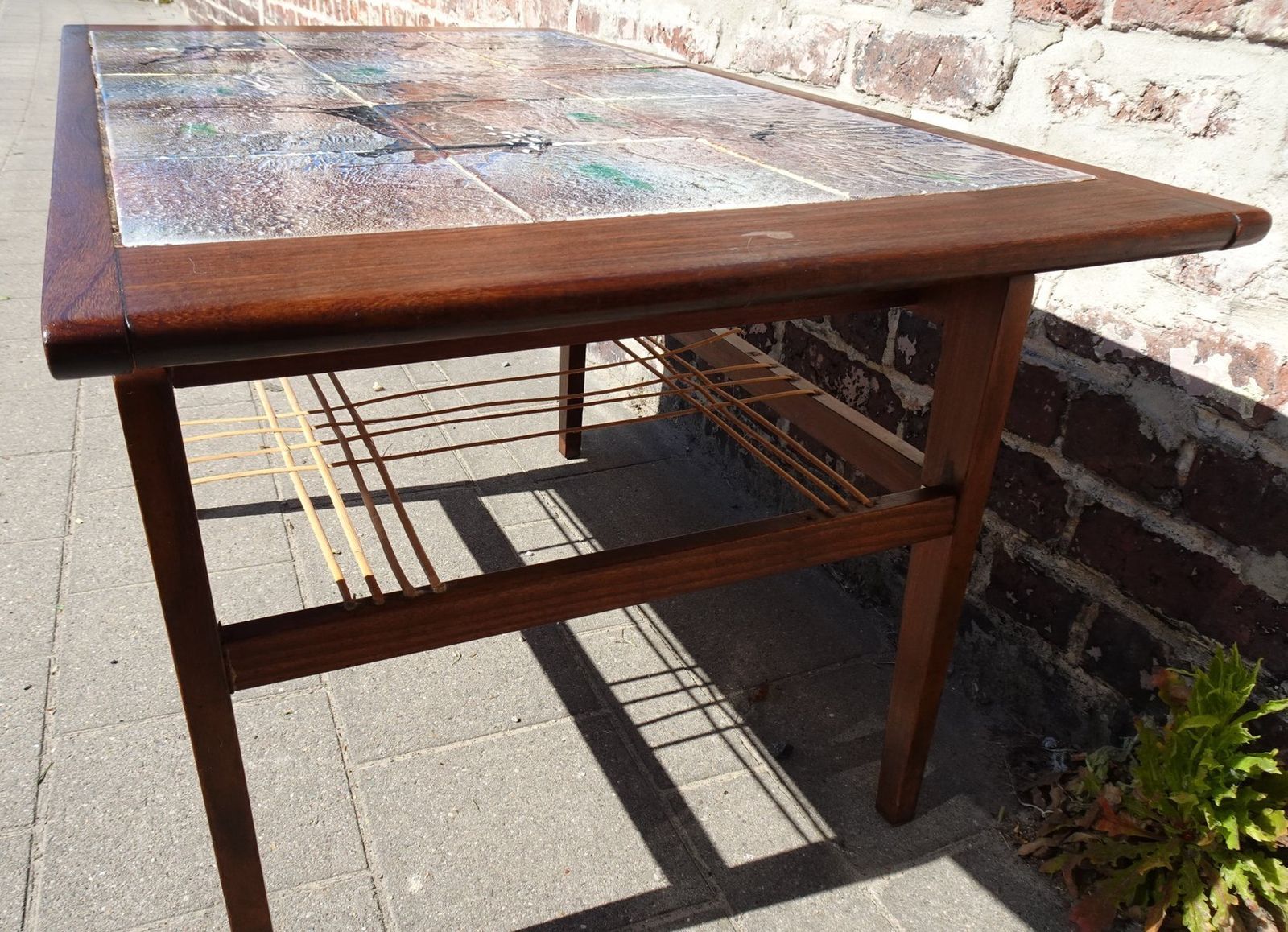 photo vinterior Teak Coffee Table With Ceramic Tiles From Vallauris Lascaux, 1950s