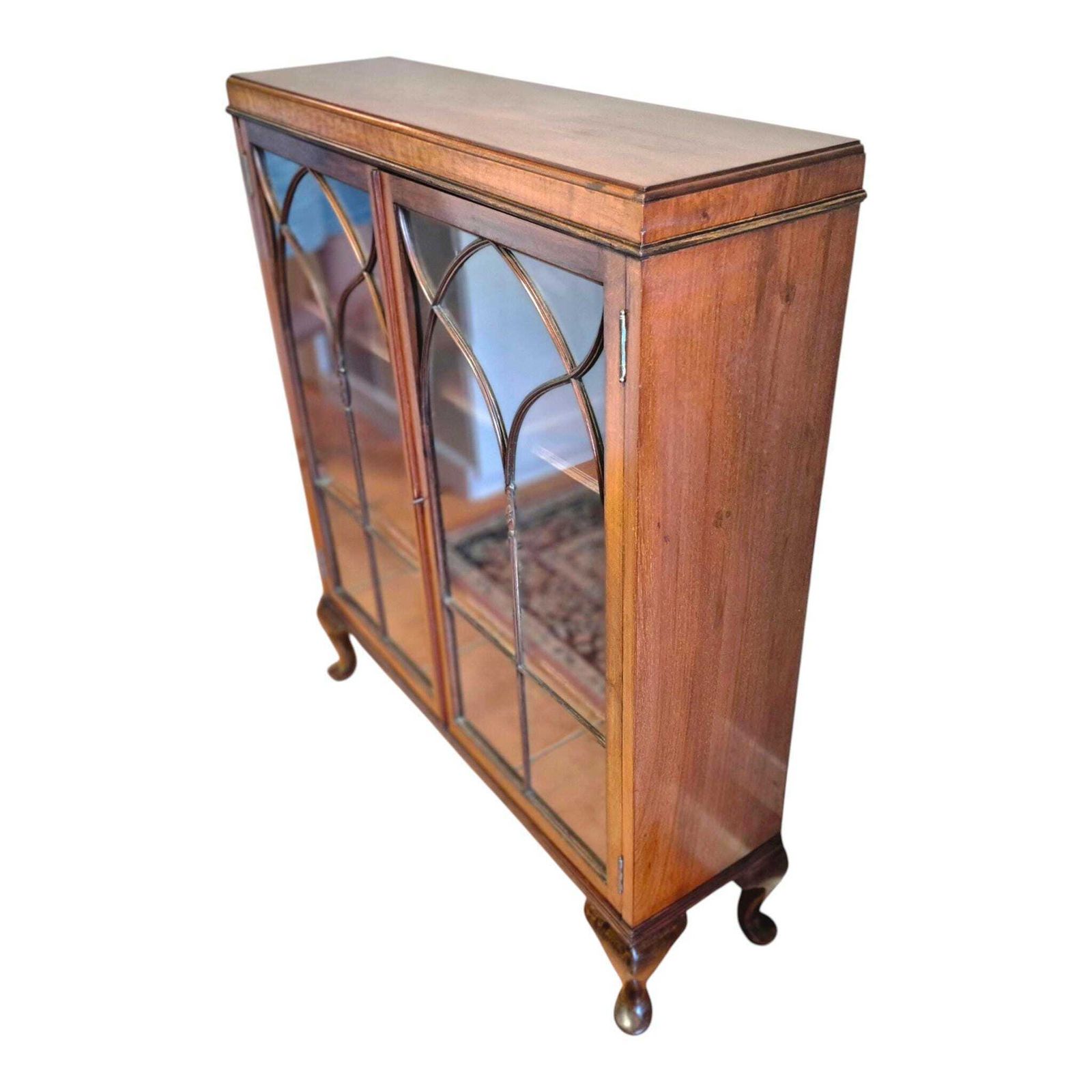 Antique Mahogany Display Cabinet | Astragal Glazed Bookcase Cupboard | Gothic Glass China Cabinet | Vintage Display Storage photo vinterior