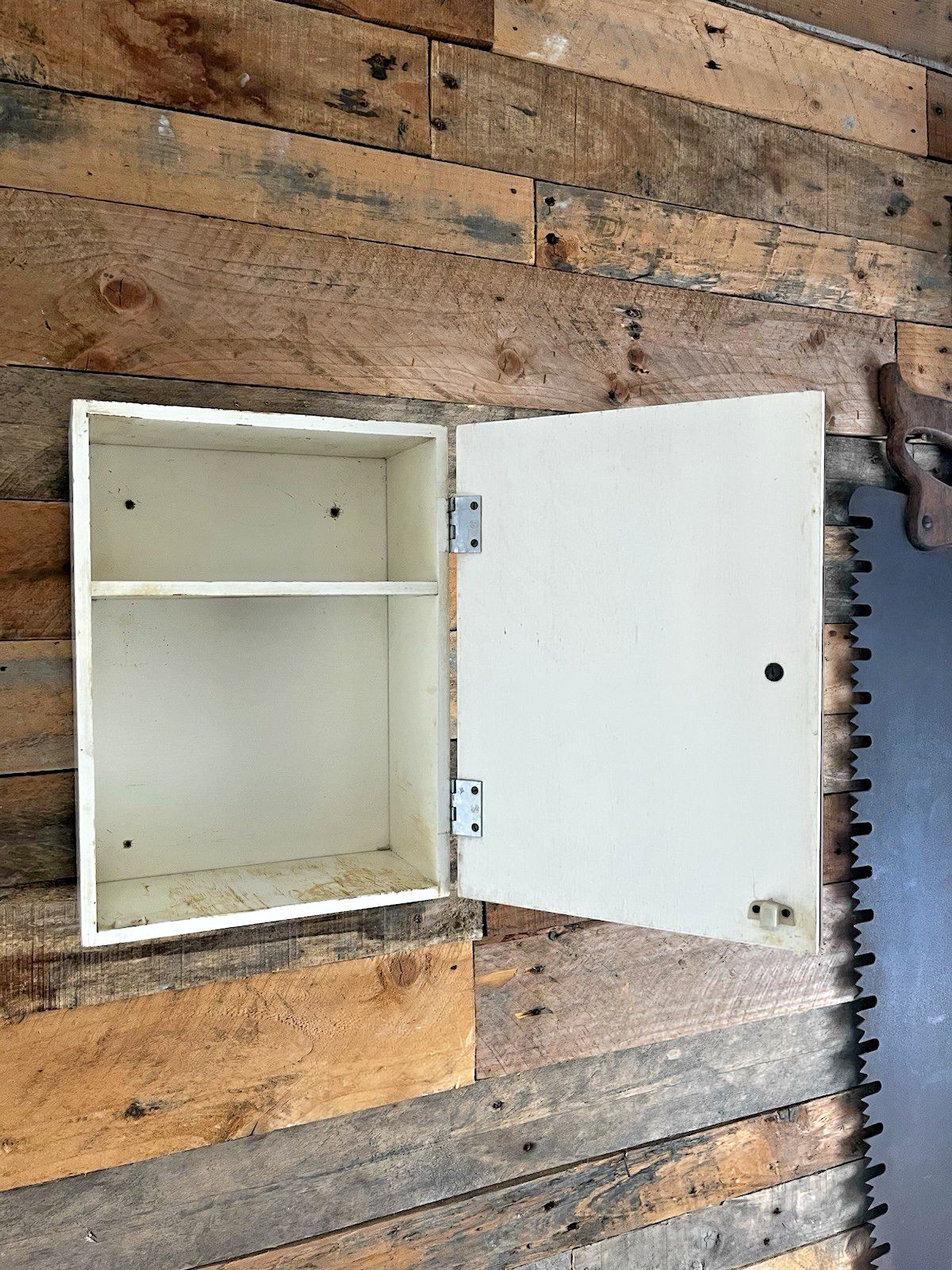 Mid Century 50's Bathroom Mirrored Wooden Cabinet Vintage Medicine First Aid 60s photo for sale