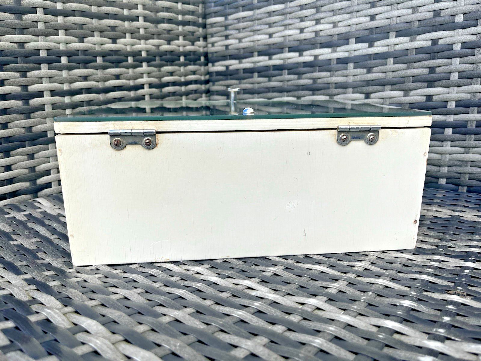 photo for sale Mid Century 50's Bathroom Mirrored Wooden Cabinet Vintage Medicine First Aid 60s