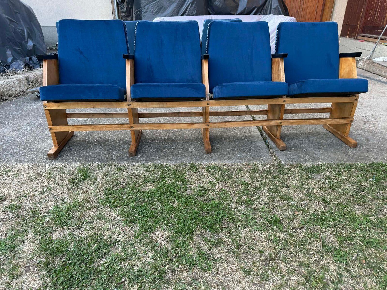 Mid Century Modern Hungarian Cinema Four Seater Bench, 1950s