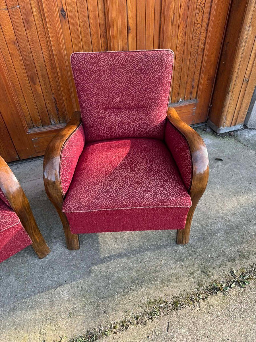 Hongaarse art deco fauteuils, jaren 1930, set van 2 photo for sale