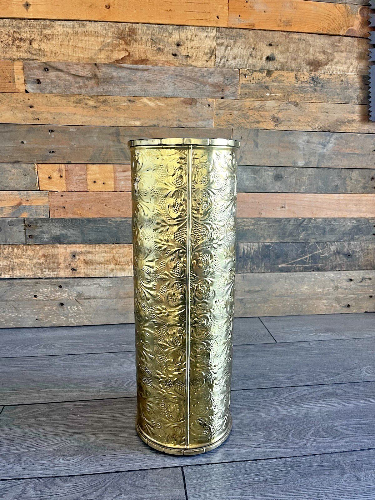 Vintage Sunflower Brass Umbrella Stick Stand Antique Aesthetic Movement Style photo vintage