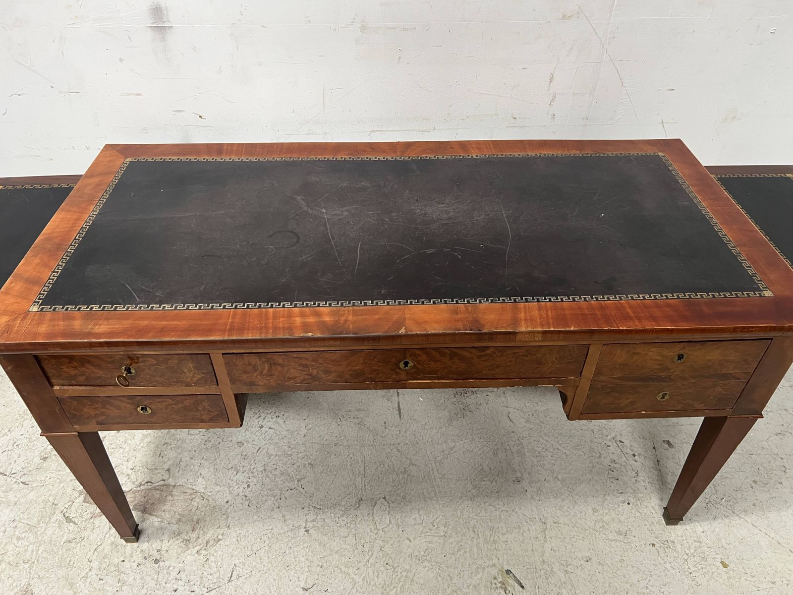 Louis XVI Style Flat Desk In Walnut And Veneer, 19th Century. photo 1485.0