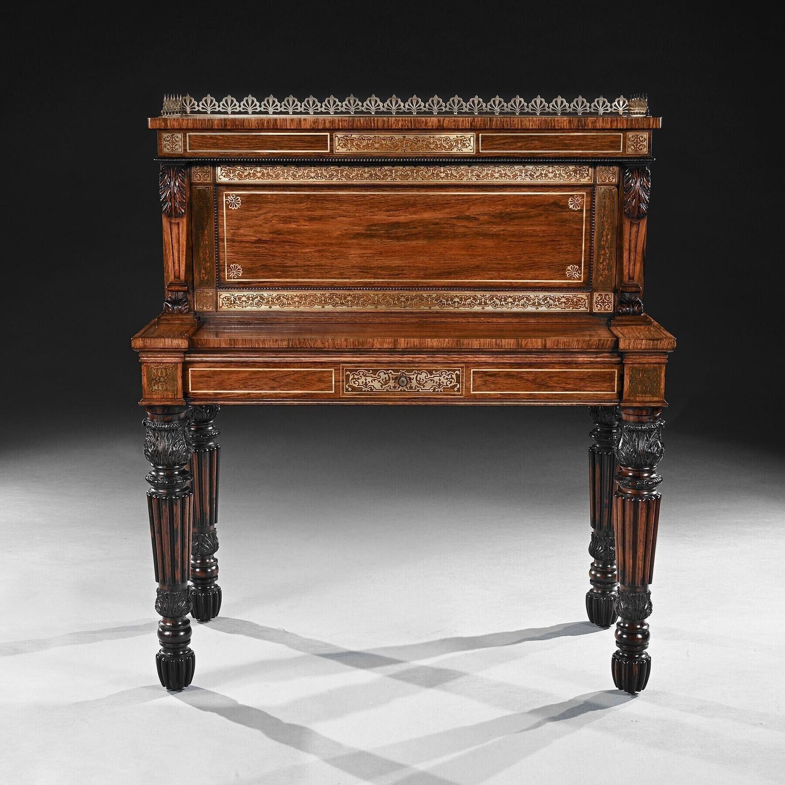 An Extremely Fine Rosewood And Brass Inlaid Writing Table Attributed To Gillows Oxford Street Workshop photo furniture
