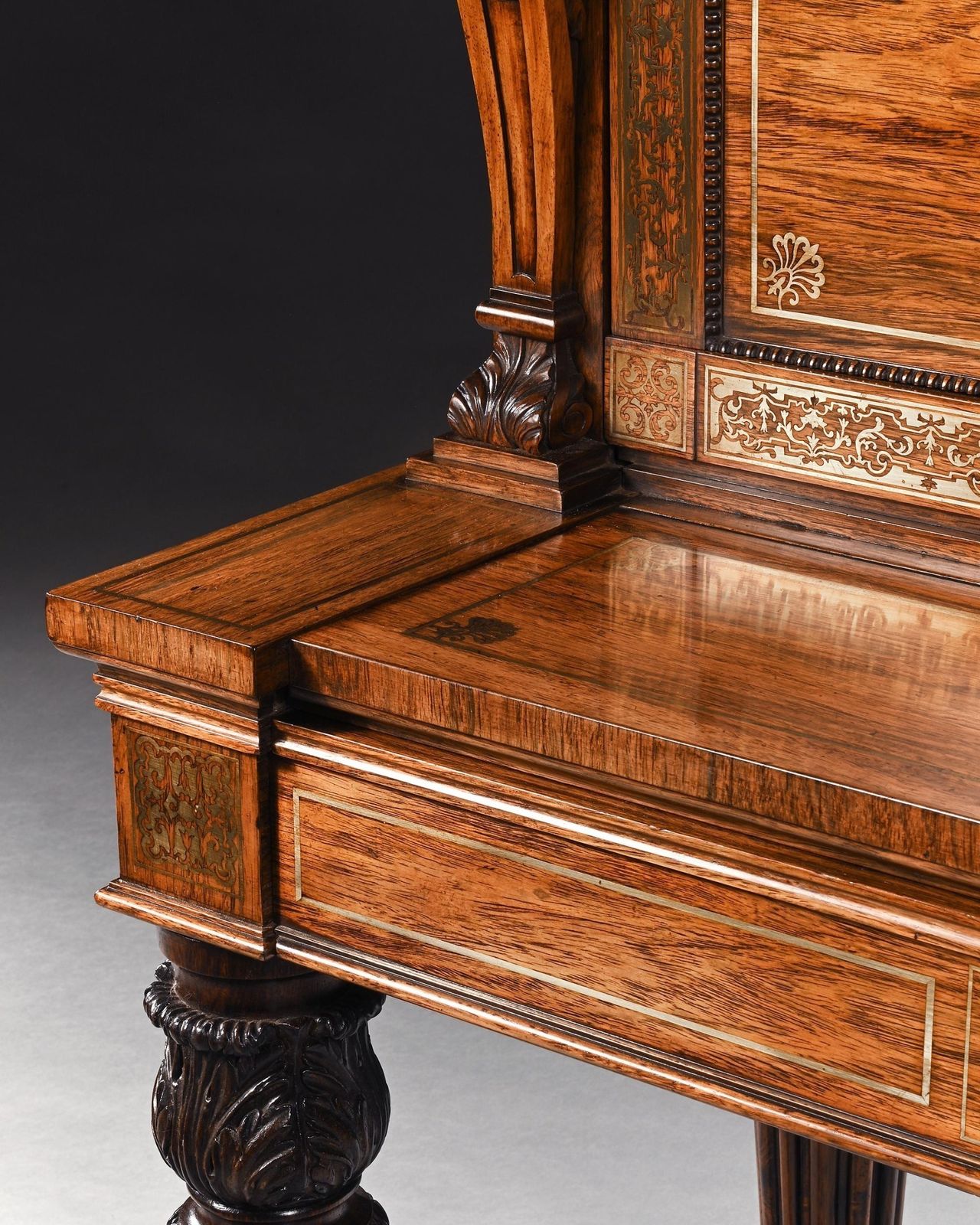 An Extremely Fine Rosewood And Brass Inlaid Writing Table Attributed To Gillows Oxford Street Workshop photo 12500.0