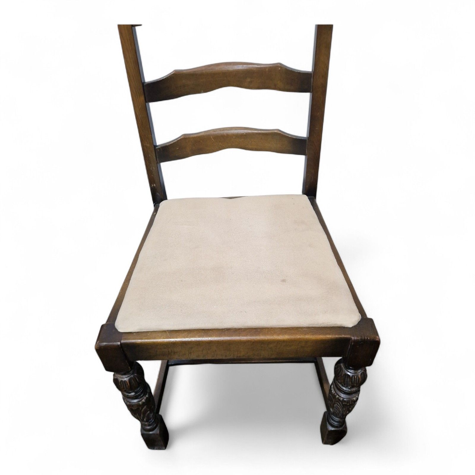 Furniture Set 4 Oak Farmhouse Dining Chairs Ladder Back Rustic Country Kitchen Chairs photo