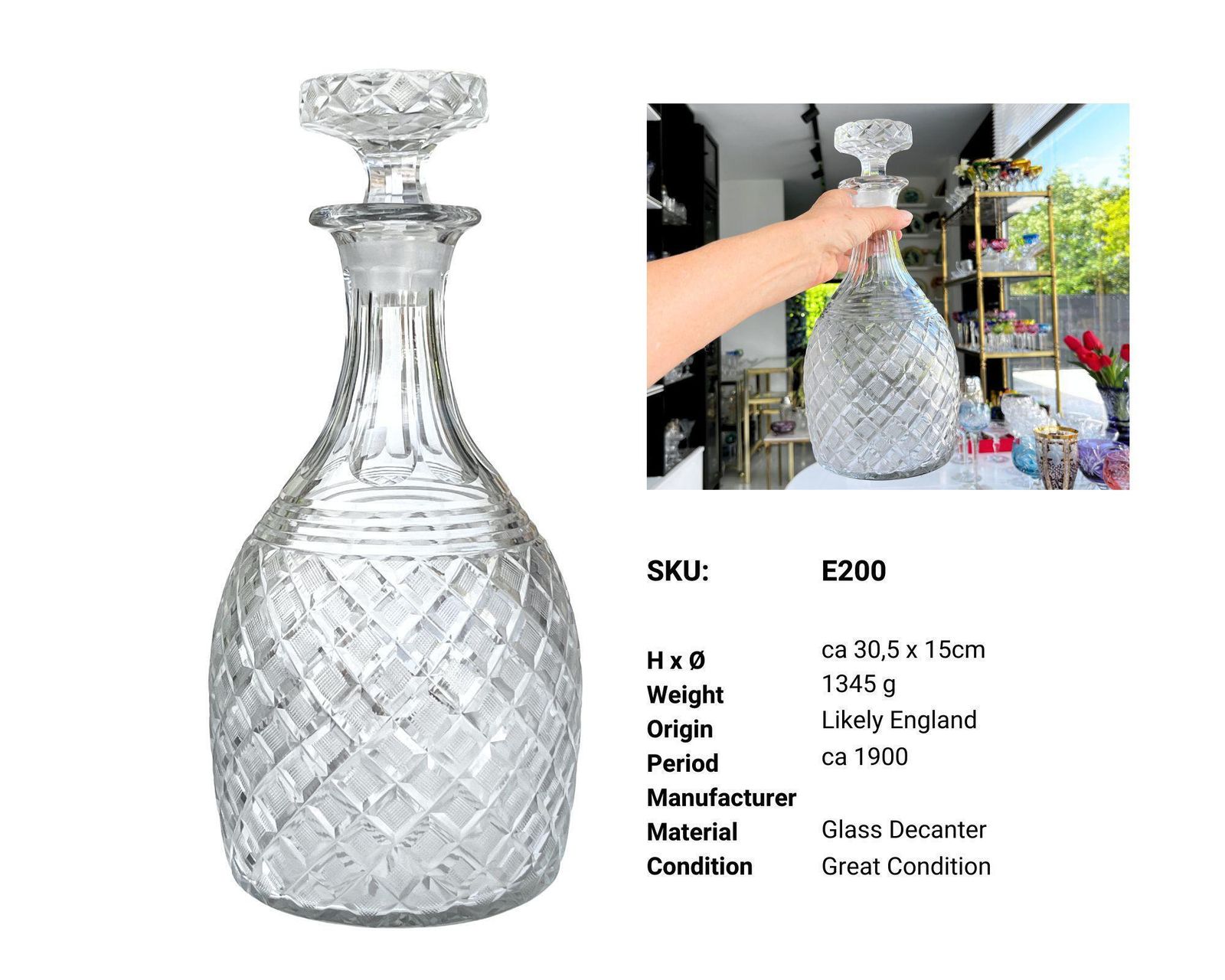 Whiskey Decanter | Wine Decanter England | Antique photo Woonaccessoires