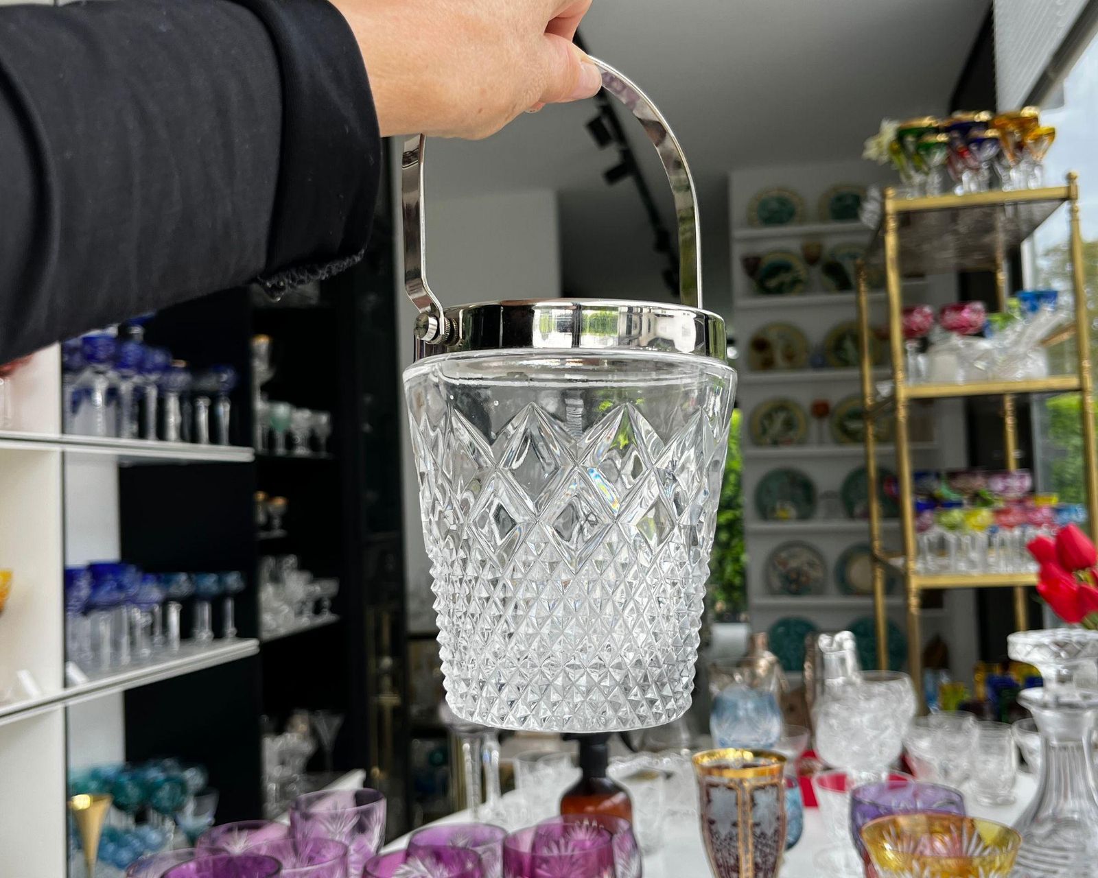 Ensemble shaker à cocktail WMF | Barware vintage | Seau à glace en cristal photo for sale