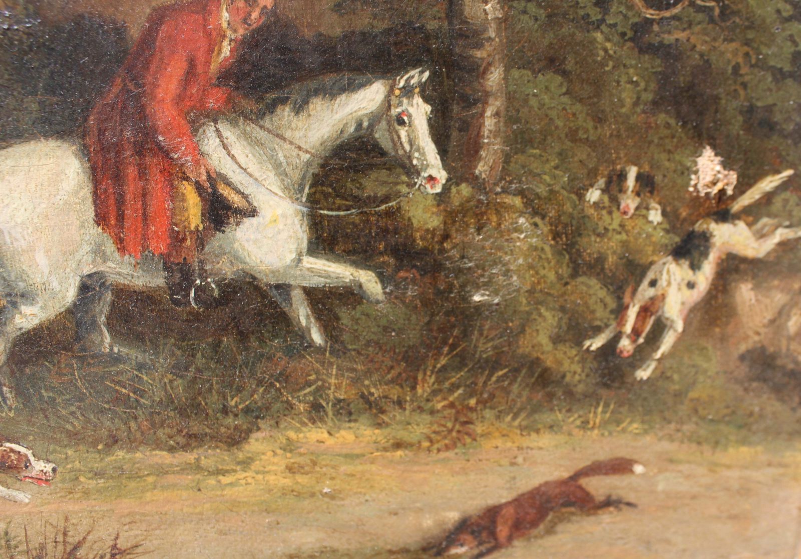 Early 19th Century English School Fox Hunting Oil Painting photo Art