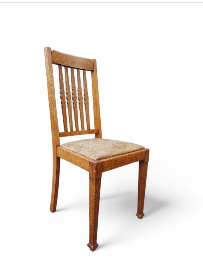 Shapland And Petter Oak Dining Chairs X 6 Arts And Crafts Period Stamped photo for sale