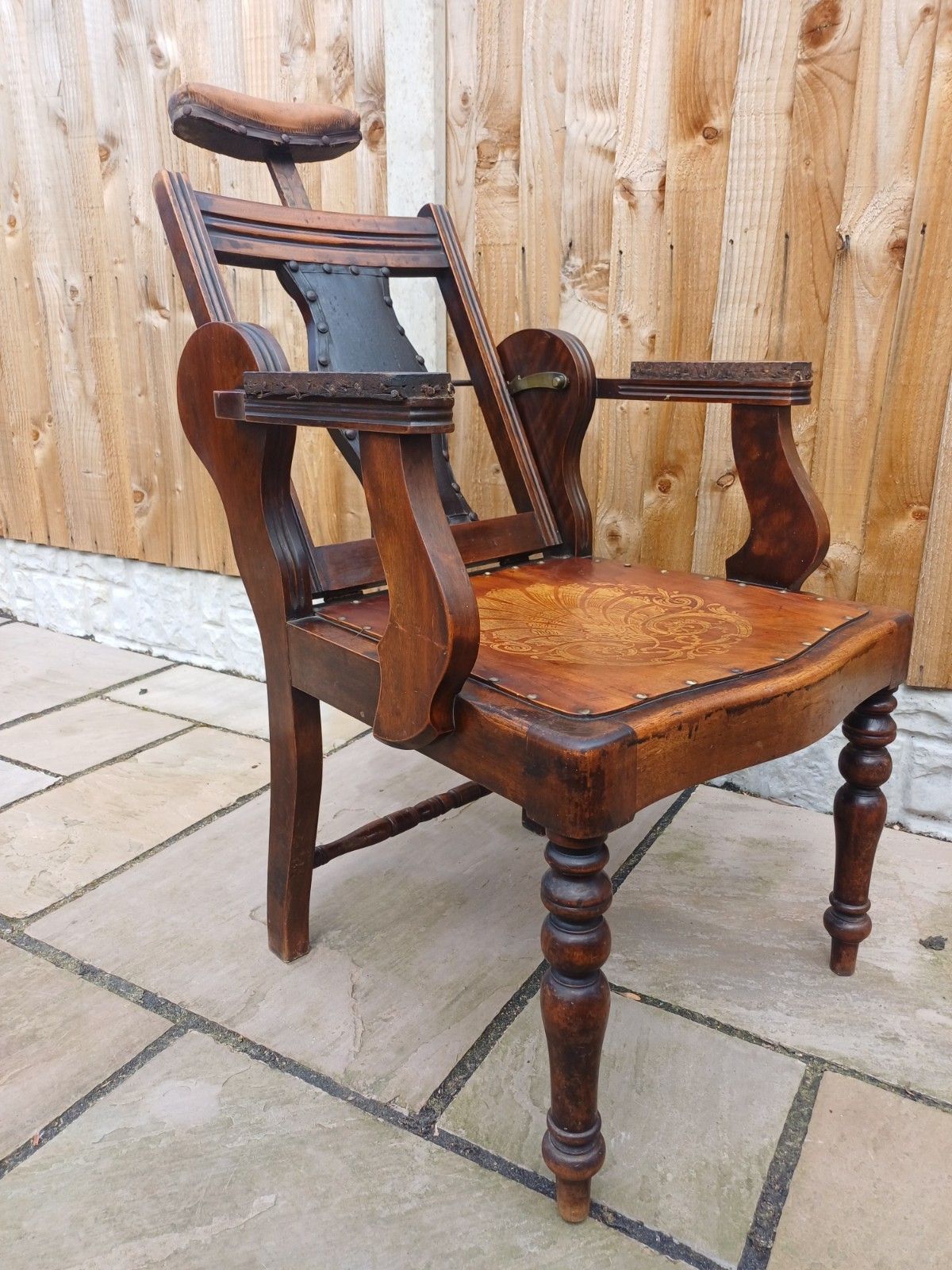 Rare Scottish Antique Barbers Chair Woth Makers Name photo for sale