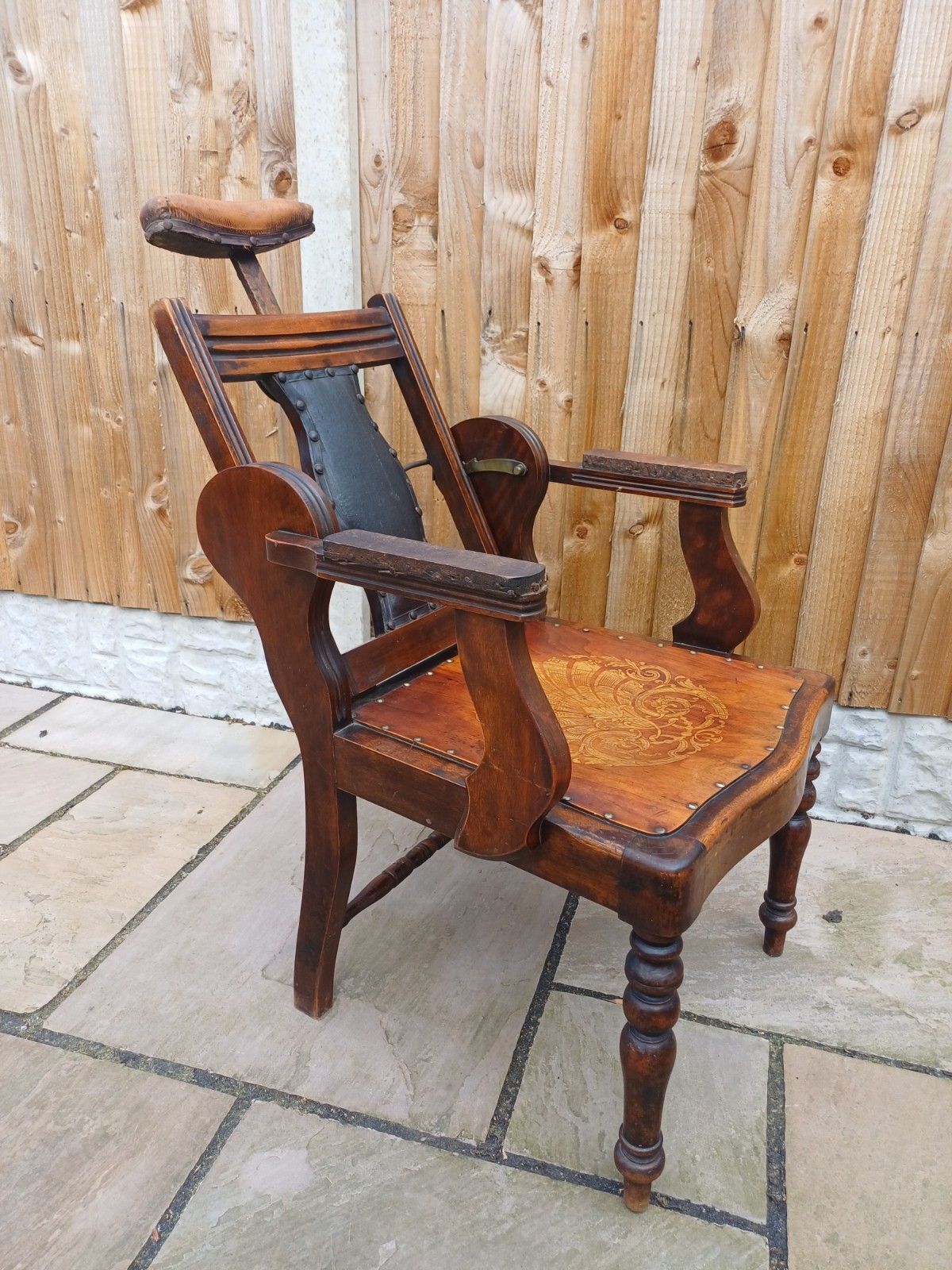 Rare Scottish Antique Barbers Chair Woth Makers Name photo vinterior