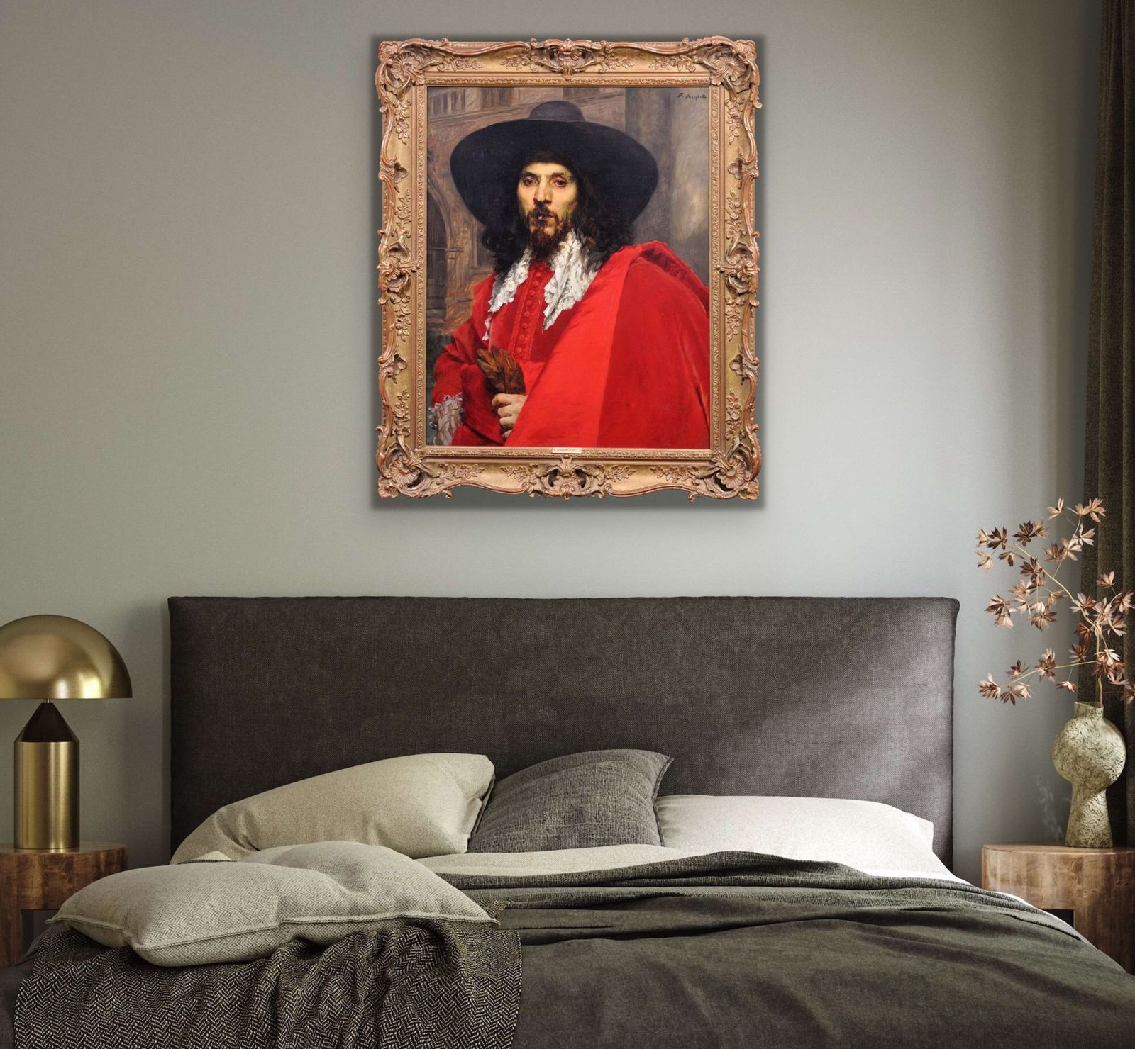 Ferdinand Victor Leon Roybet, 1840-1920. Français. Le Mousquetaire. Portrait de cavalier encadré, huile sur panneau, vers 1880. photo vintage