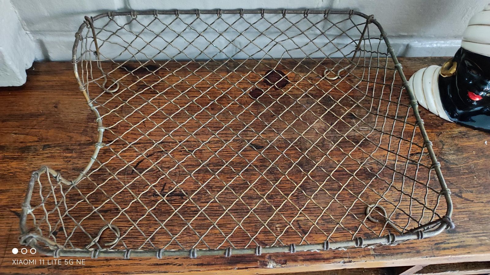 photo vintage Antique French Wire Desk Tray Organizer Basket