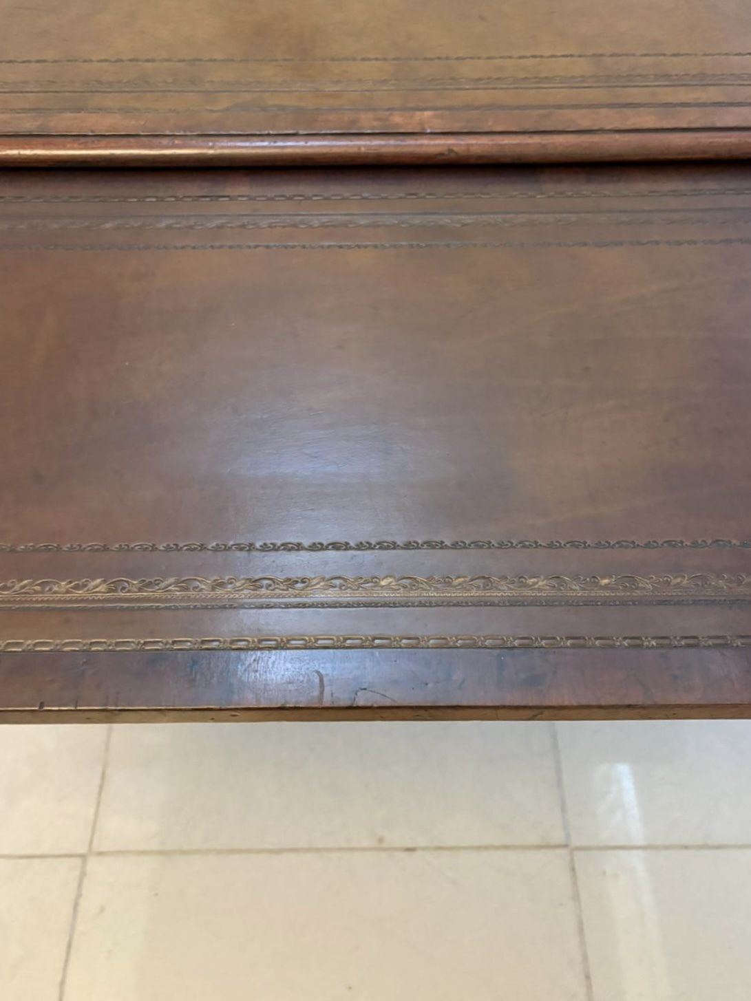 photo buy Antique Early 19th Century Mahogany Partners Library Writing Desk With Leather Slide