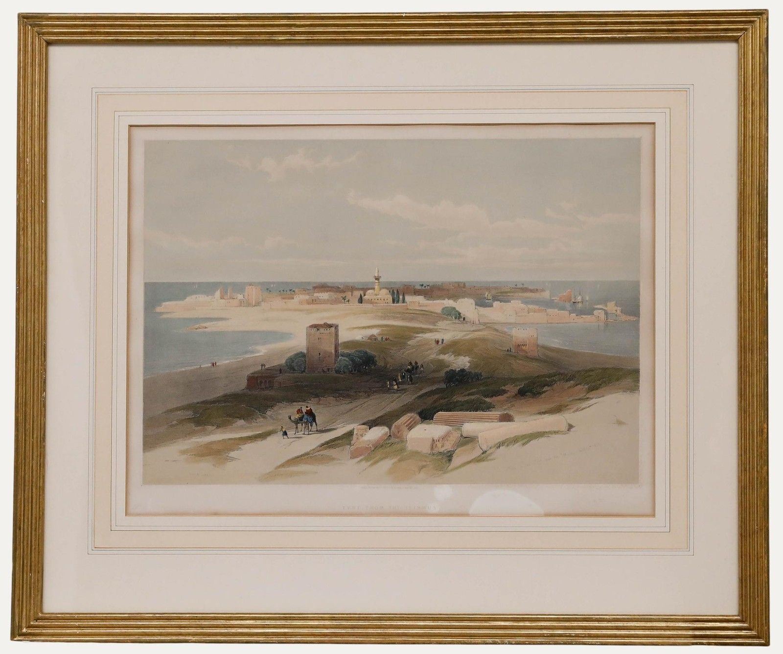 Louis Haghe After David Roberts Lithograph, Tyre From The Isthmus