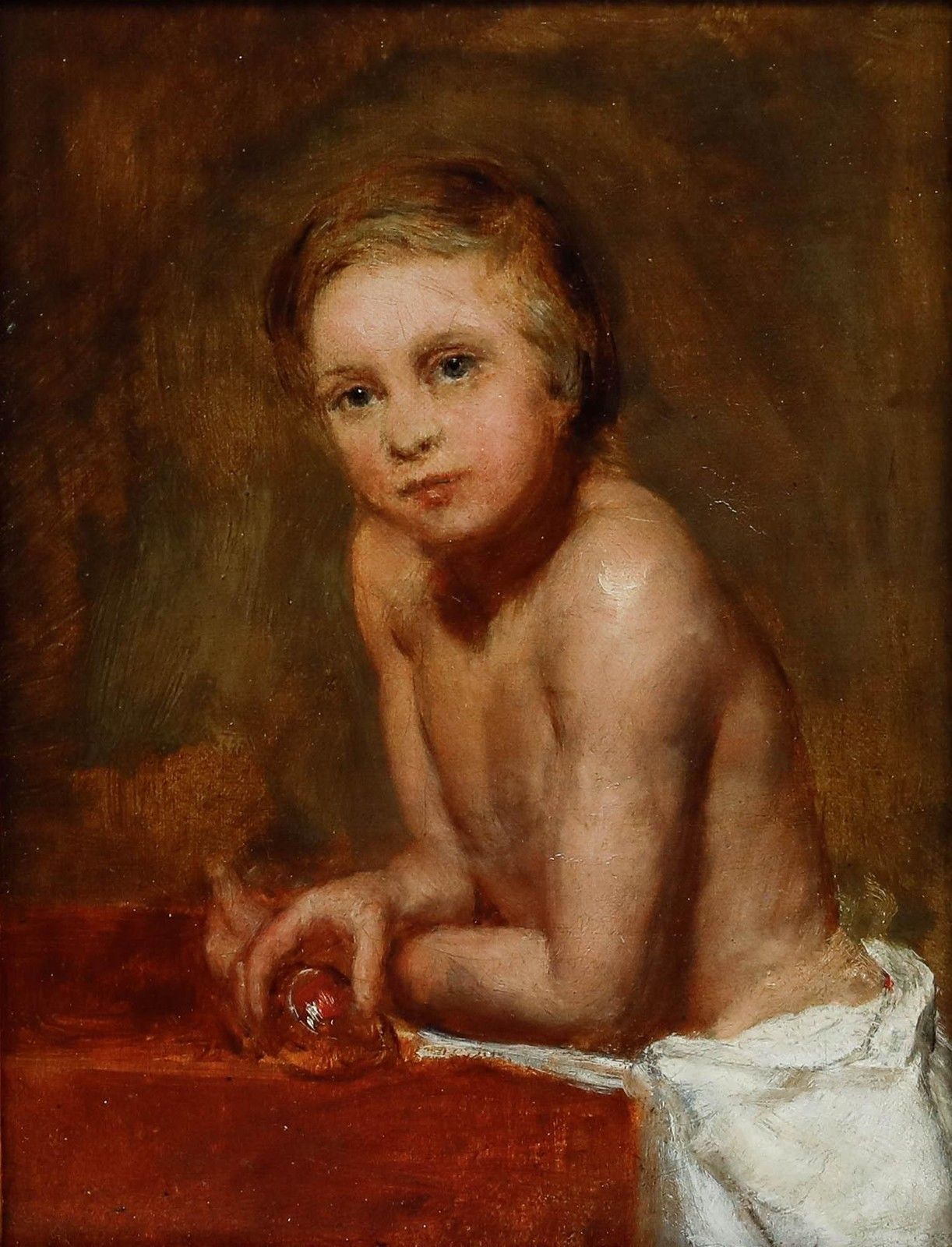19th Century Oil Portrait Of A Boy photo furniture