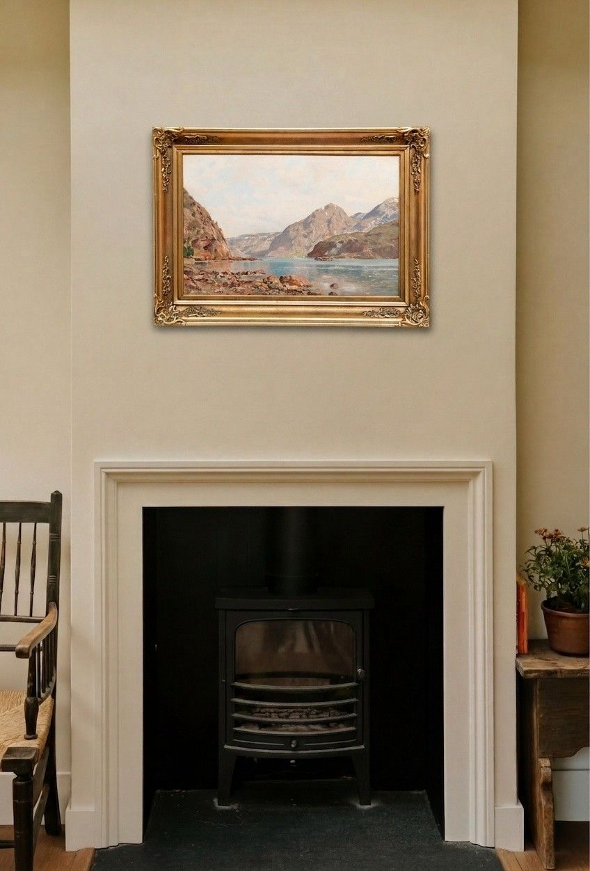 Folmer Bonnén (1885 1960) Early 20th Century Oil, Fjord Landscape photo for sale