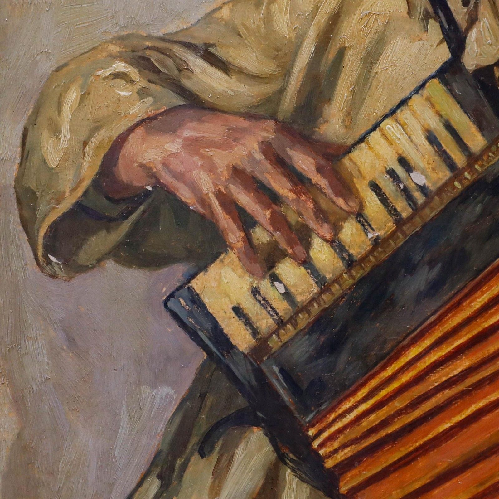 Bernhard Gauer (1882 1955) Framed Mid 20th Century Oil, Accordion Player photo 295.0