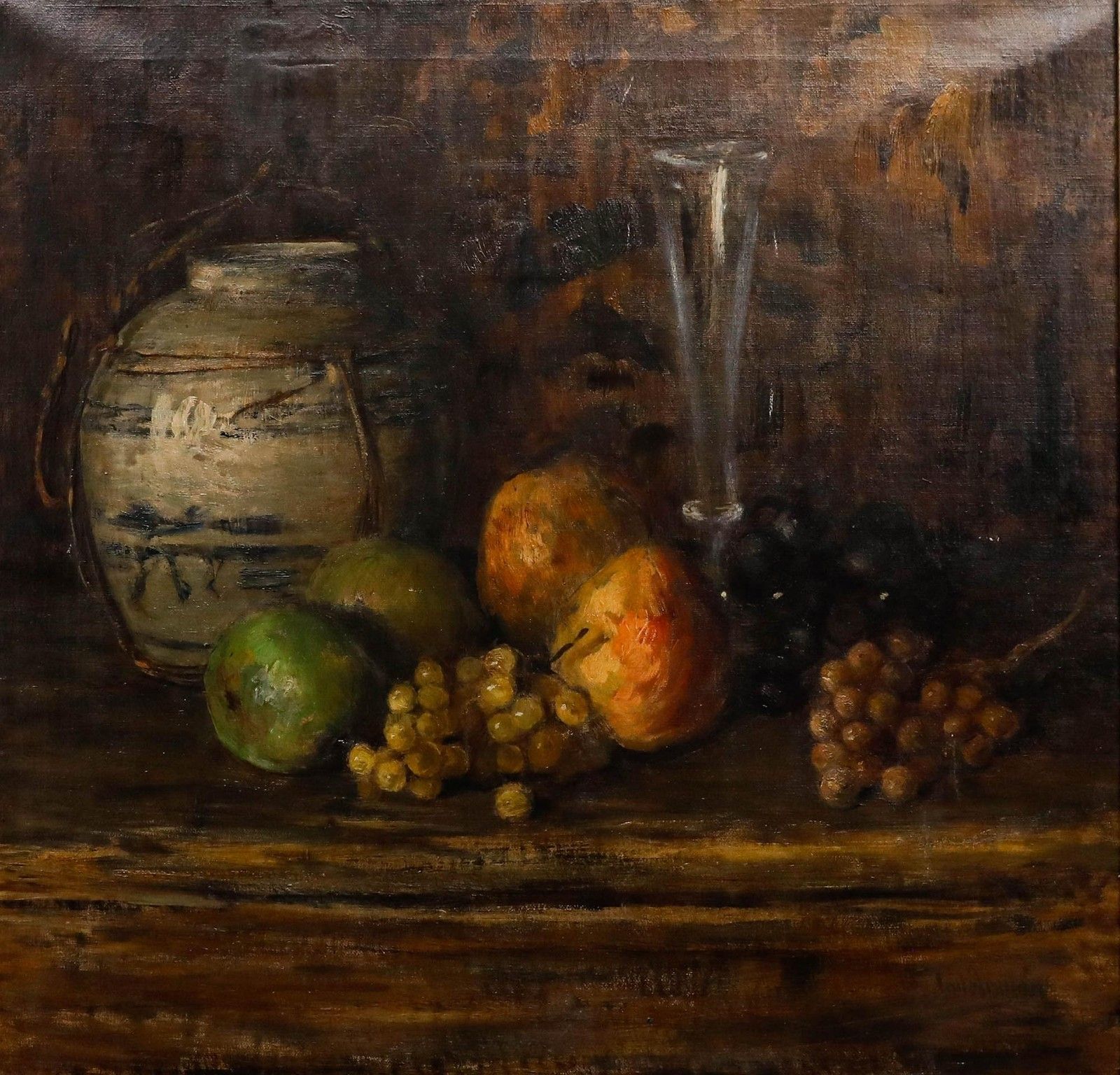 Carl Hayer Late 19th Century Oil, Grapes And Porcelain photo furniture
