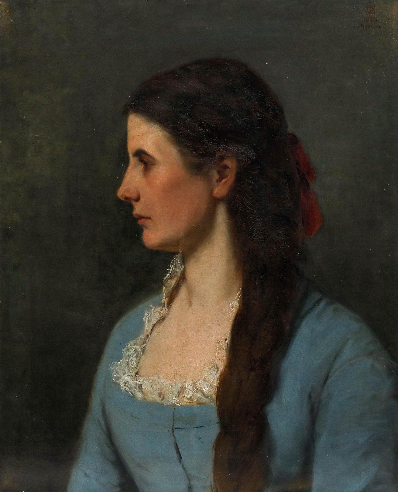 Rach Ludwig (1853 1933) Munich School 1880 Oil, Portrait Of A Young Woman photo furniture