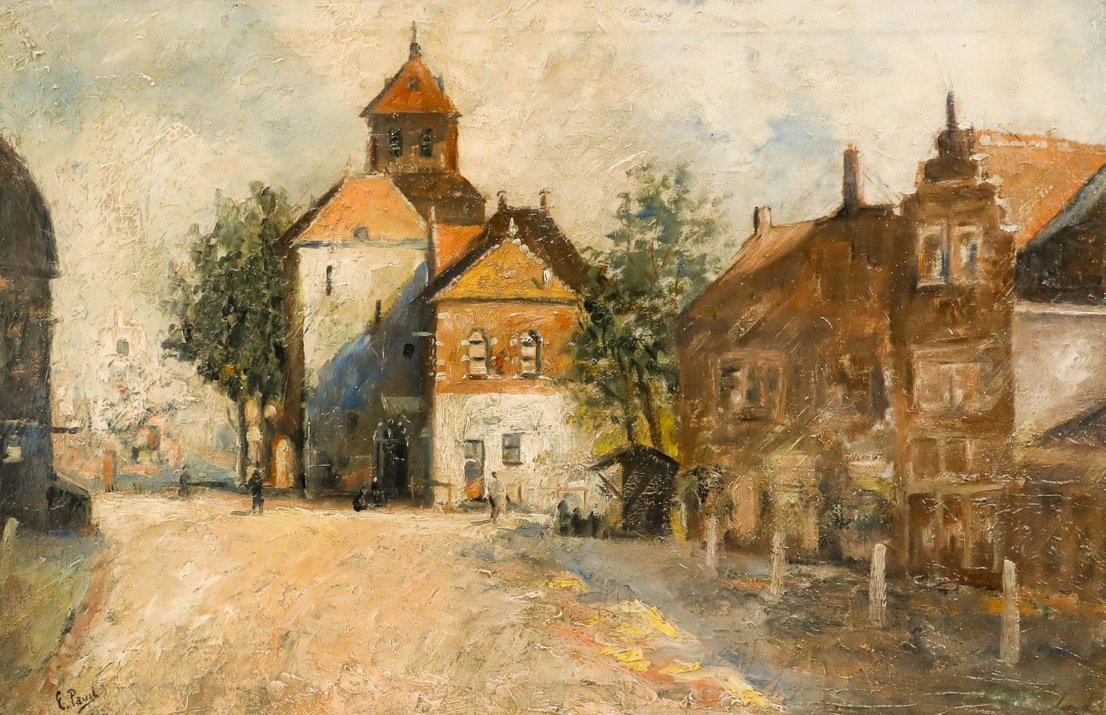 Attrib. Elie Anatole Pavil (1873 1948) Early 20th Century Oil, A Quiet Street photo furniture