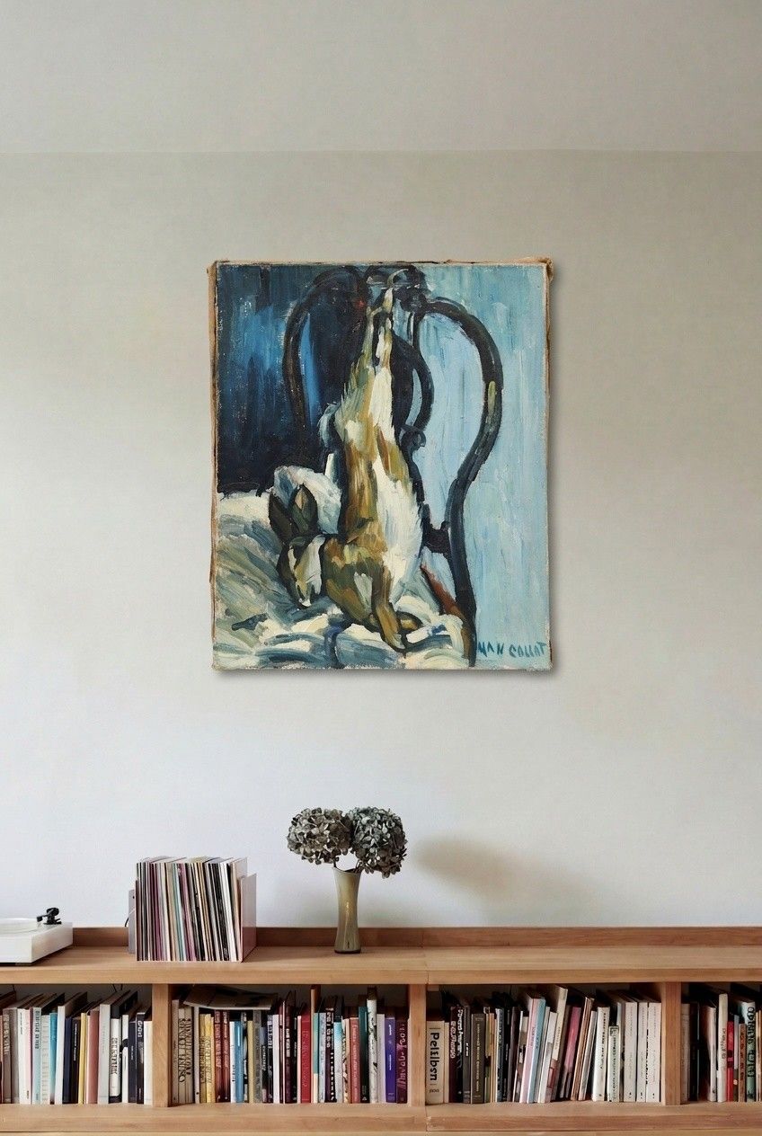 Man Collot (1903 1962) Mid 20th Century Oil, Still Life With Rabbit photo for sale