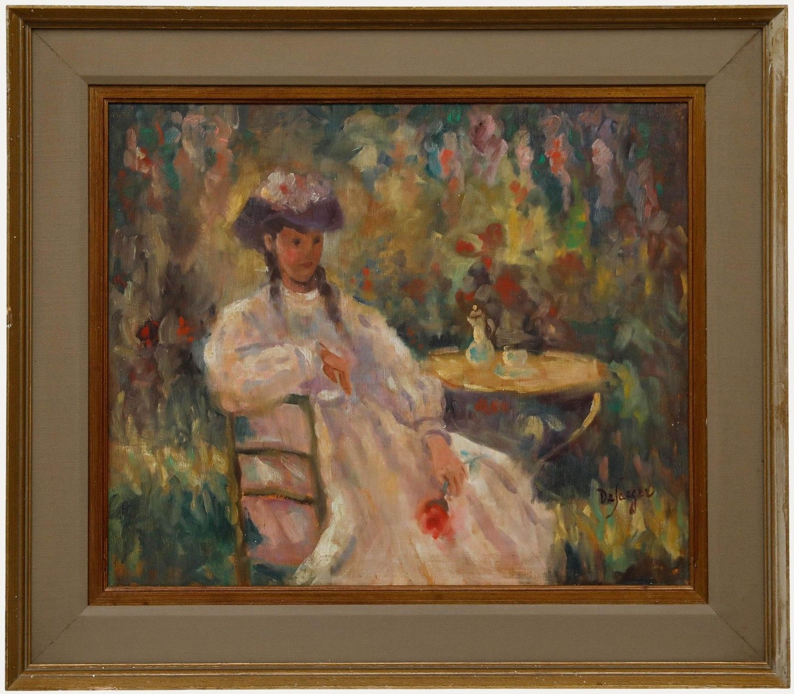 Anna Maria De Saeger (B.1947) 20th Century Oil, Lady In The Garden