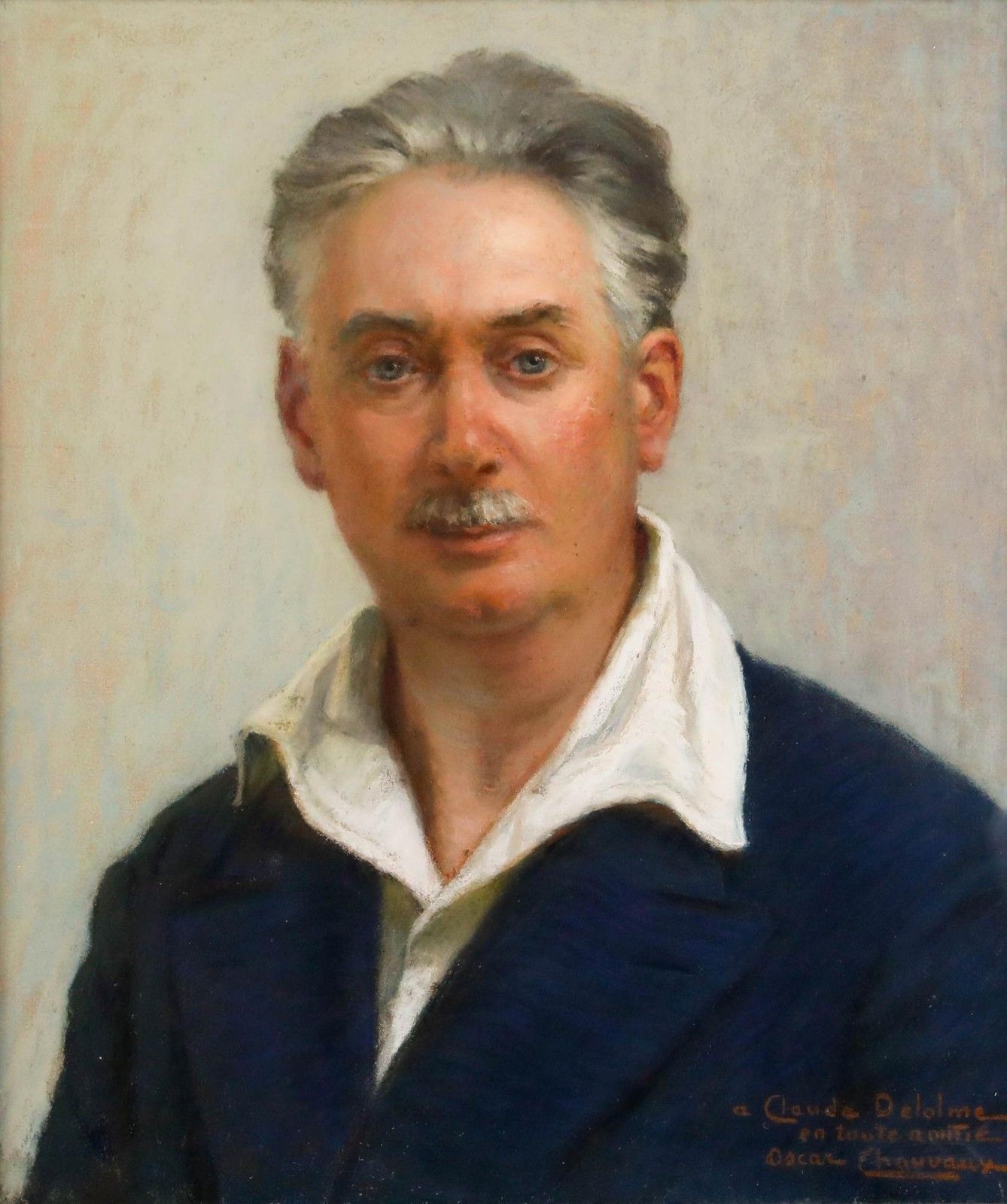 Oscar Chavaux (1874 1965) Framed Early 20th Century Pastel, Portrait Of Claude photo furniture