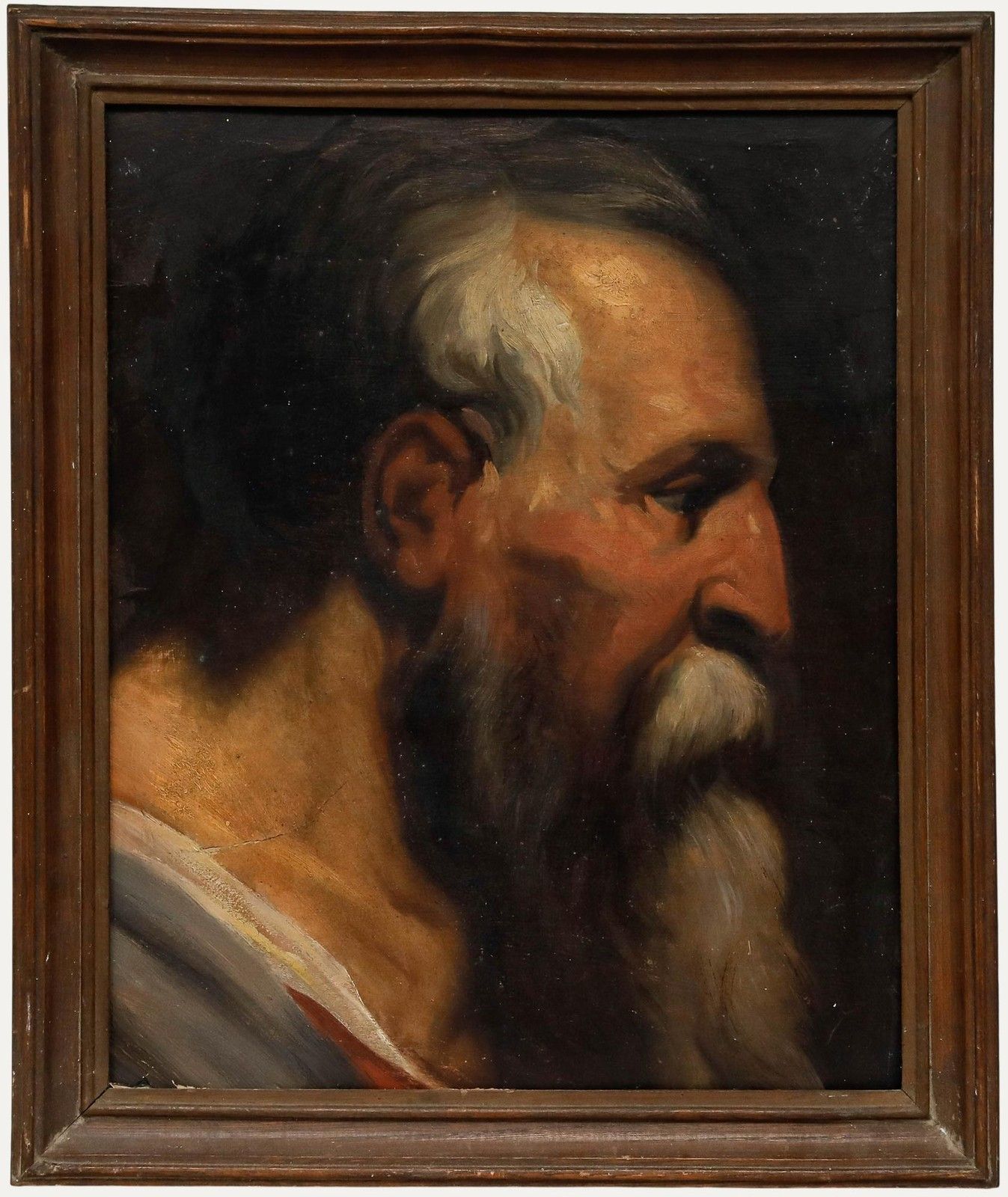 Attrib. Félix Caullet (1827 1865) Mid 20th Century Oil, Profile Of A Bearded Man