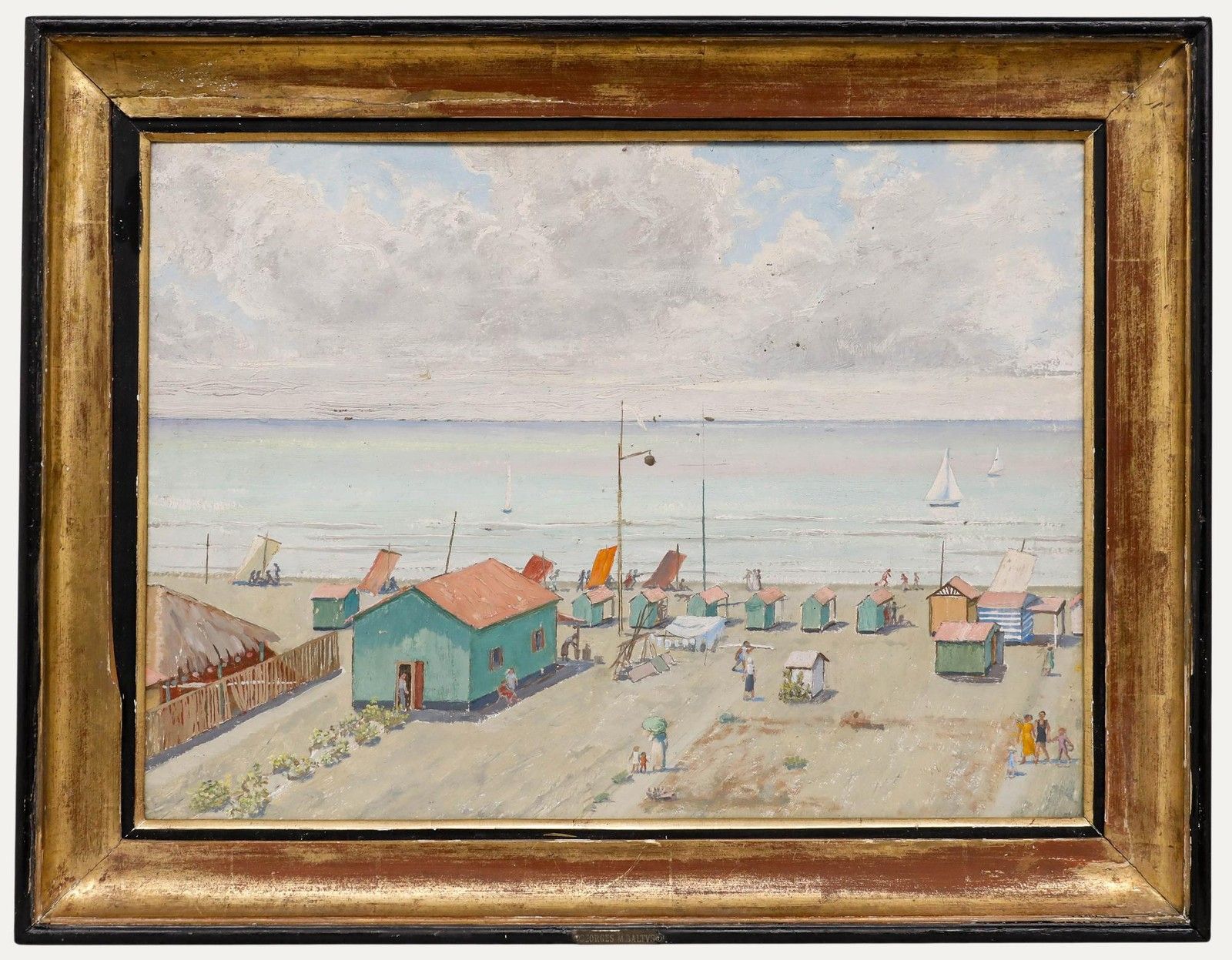 Attrib. Georges M. Baltus (1874 1967) Framed Oil, Early Morning At The Beach