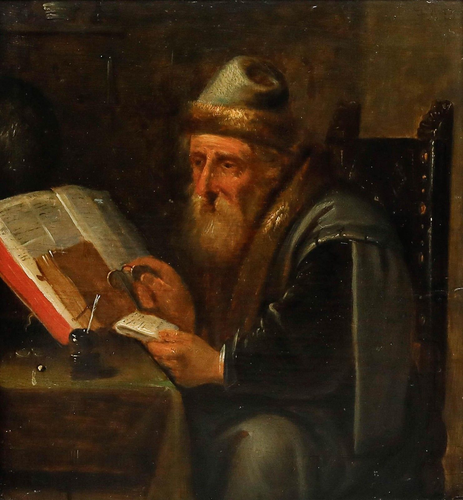 After David Teniers (1610 1690) 19th Century Oil, A Philosopher In His Study photo furniture