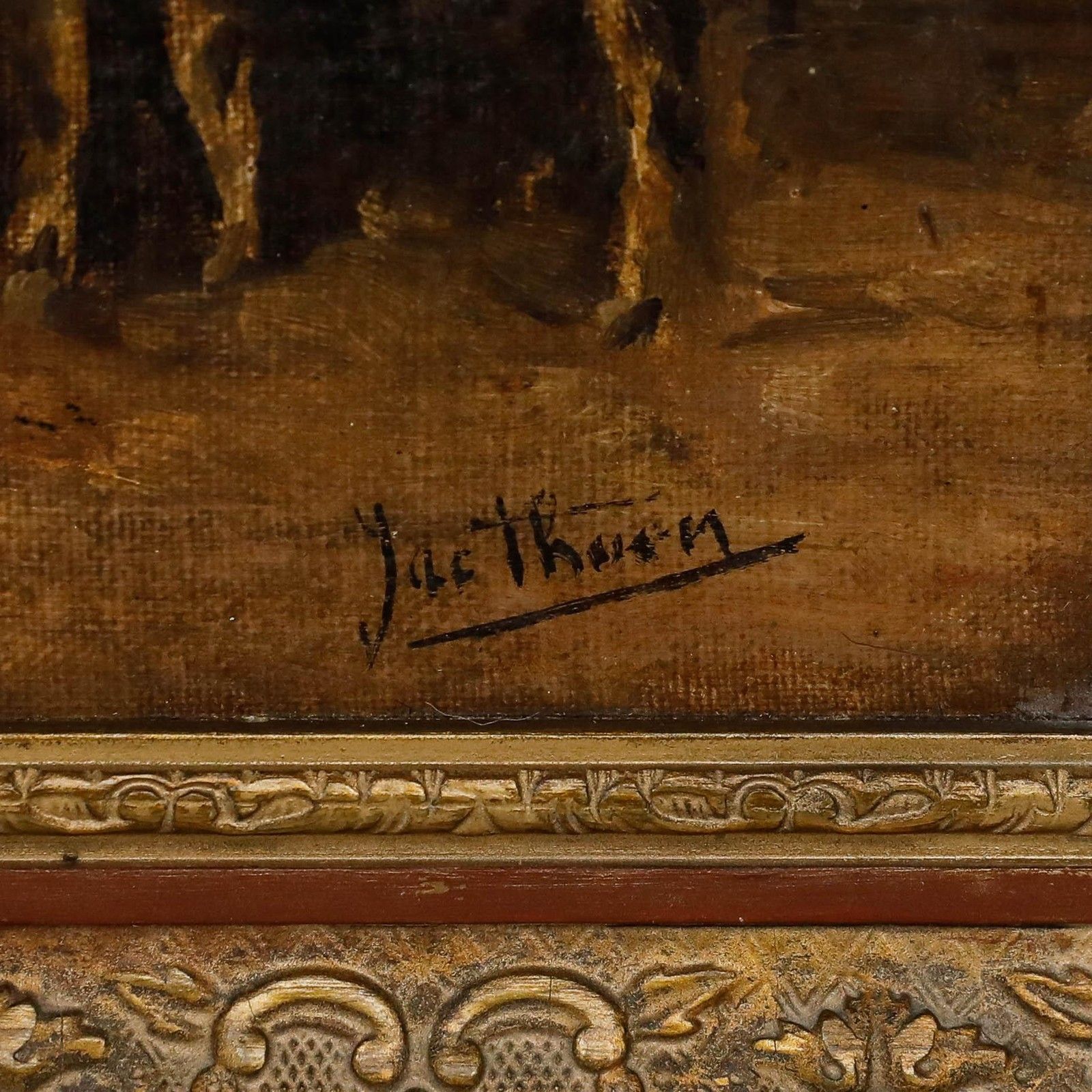 Jac Thoen Framed Early 20th Century Oil, Always Hungry photo vinterior