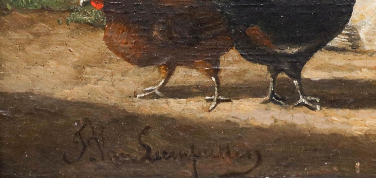 Frans Van Leemputten (1850 1914) Framed Oil, Poultry In A Farmyard photo buy