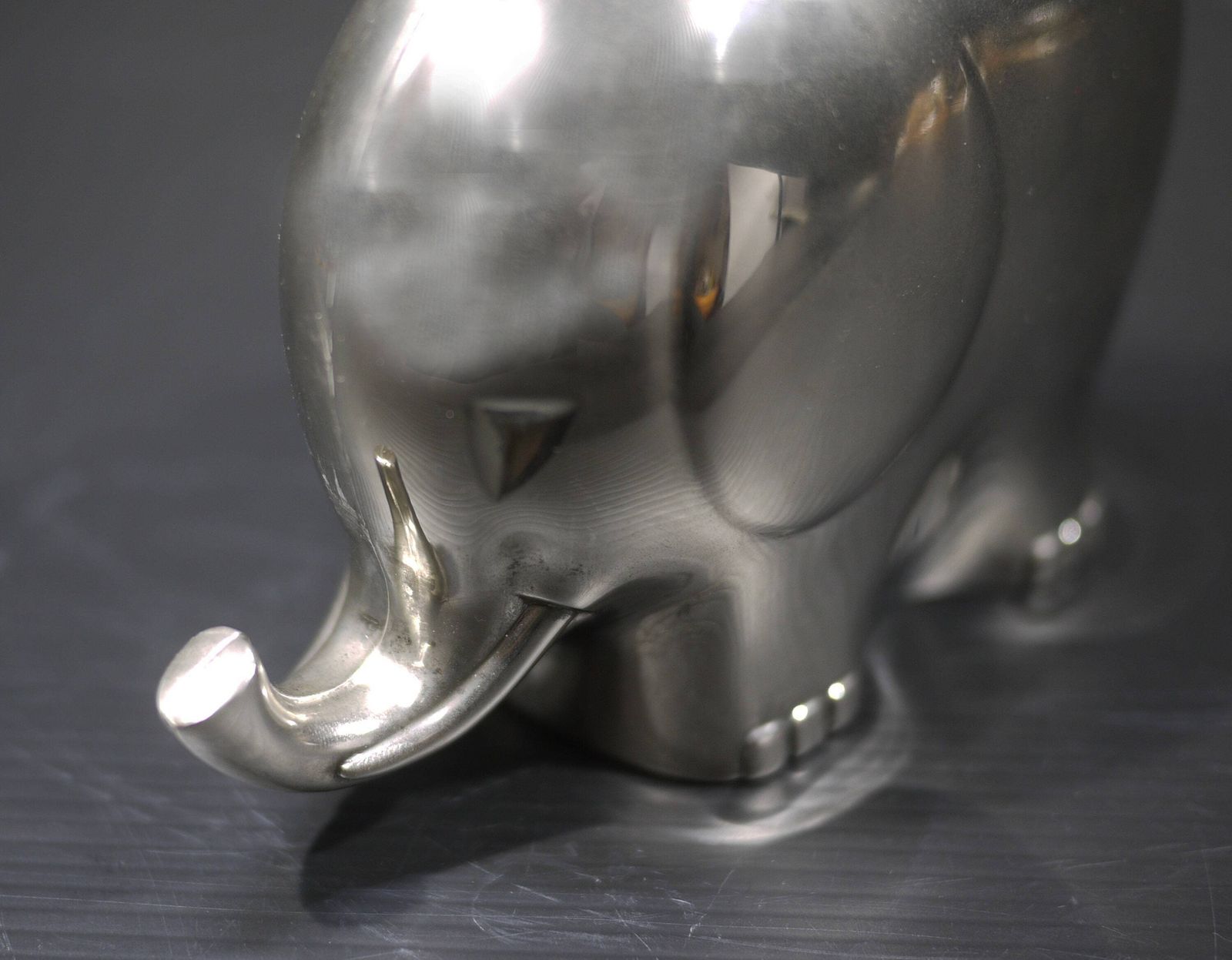 Vintage Elephant Money Box Silver Plated Midcentury Animal Sculpture Coin Bank photo vintage