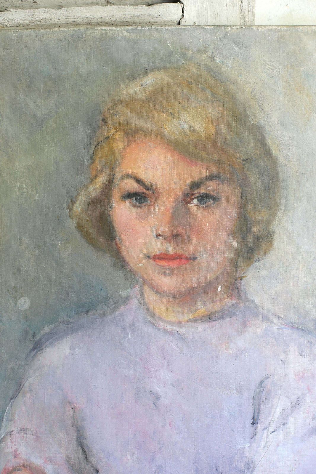 Vintage Portrait Oil Painting Of A Woman Mid Century Art photo 294.0