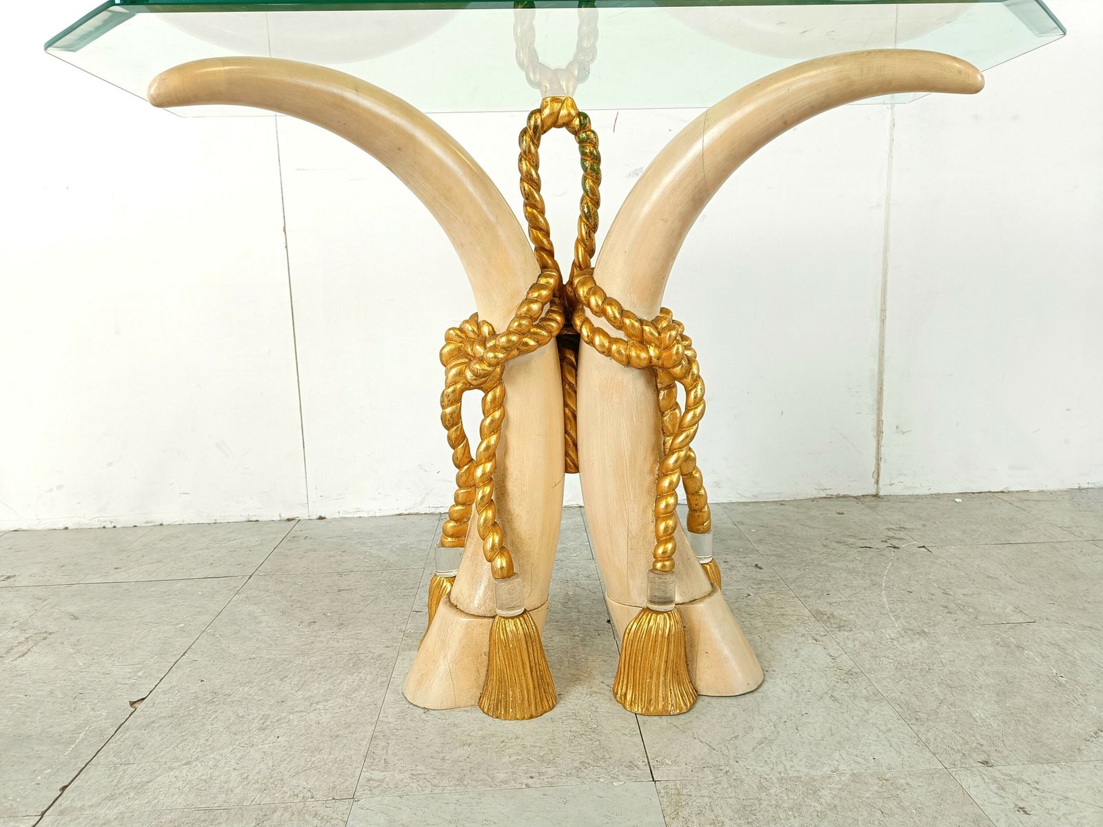 Vintage Faux Tusk Console, 1980s photo furniture