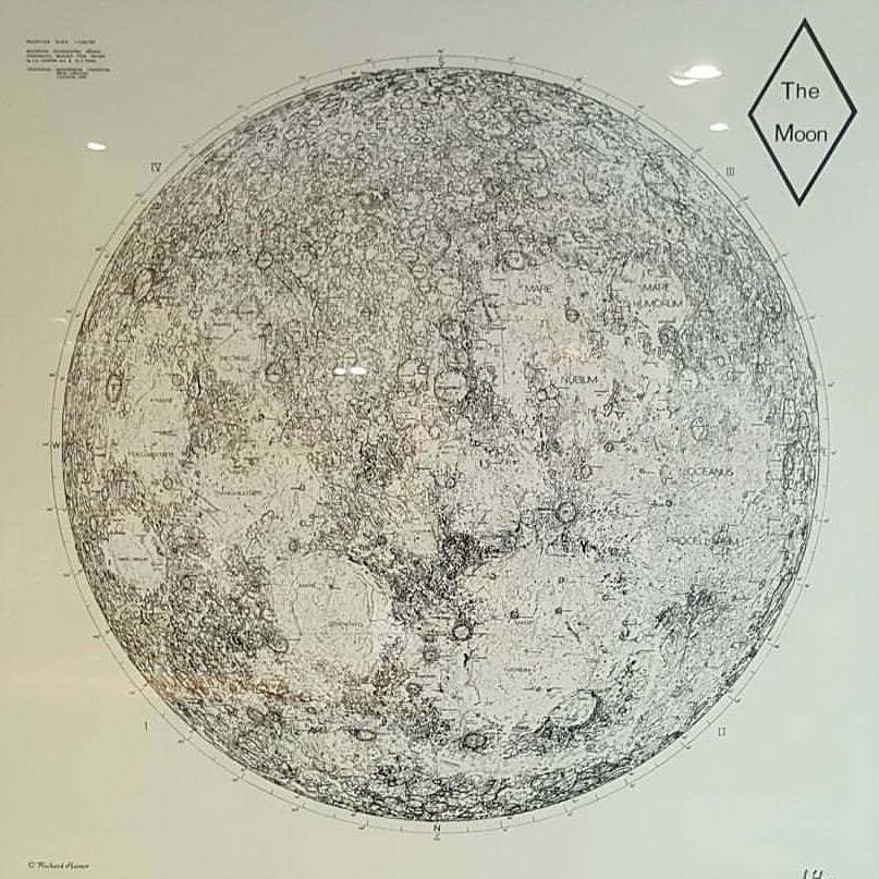 Large Lunar Surface Map Print – 19th Century Moon Artwork With Handmade Wooden Frame photo for sale