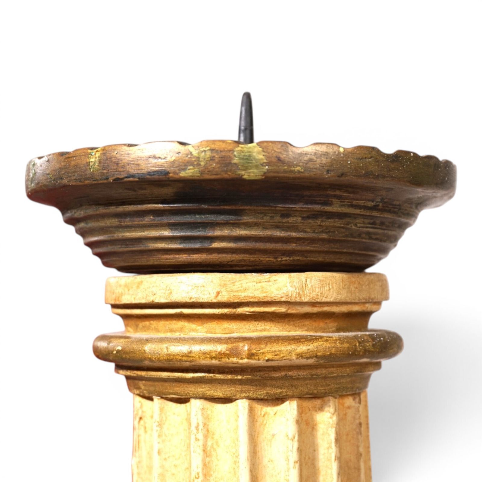 Home Decor Antique Sculptural Wooden Church Candlestick, 1860 photo